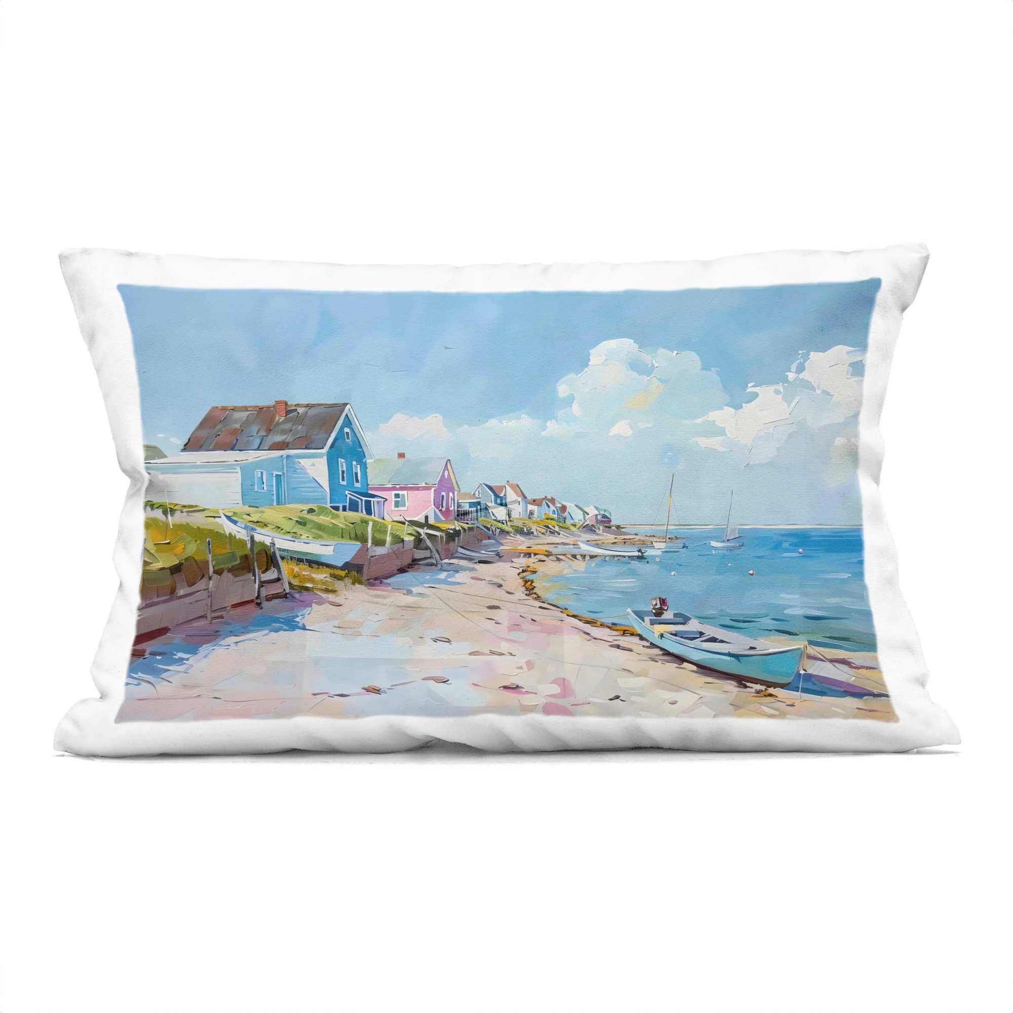 Stupell Industries PLQ-754-RCW-14X20 Coastal Beachside Cabanas Decorative Printed Throw Pillow design by LSR Design Studio 14 x 7 x 20