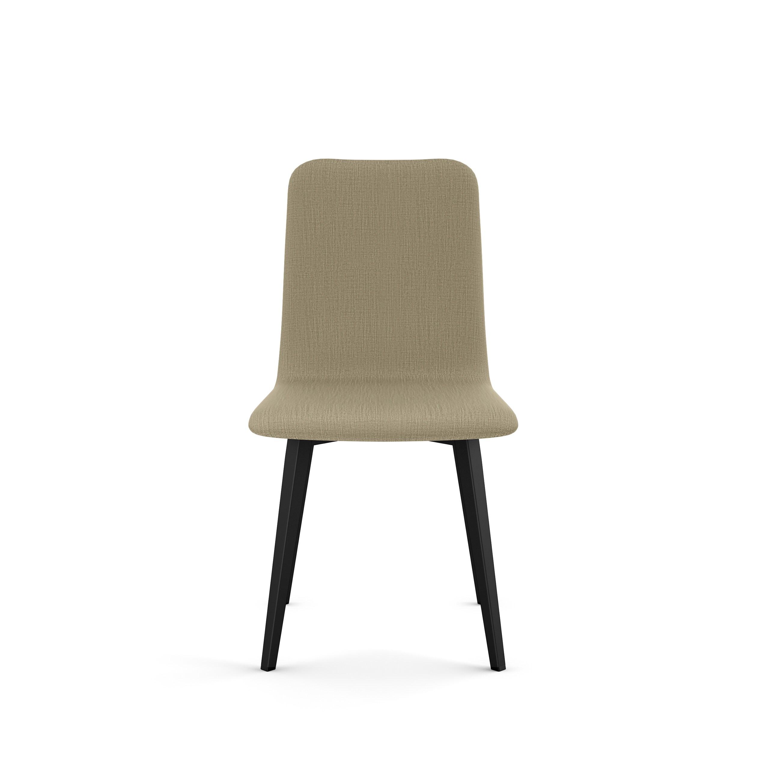 Beige Upholstered Faux Leather Side Chair with Black Metal Legs