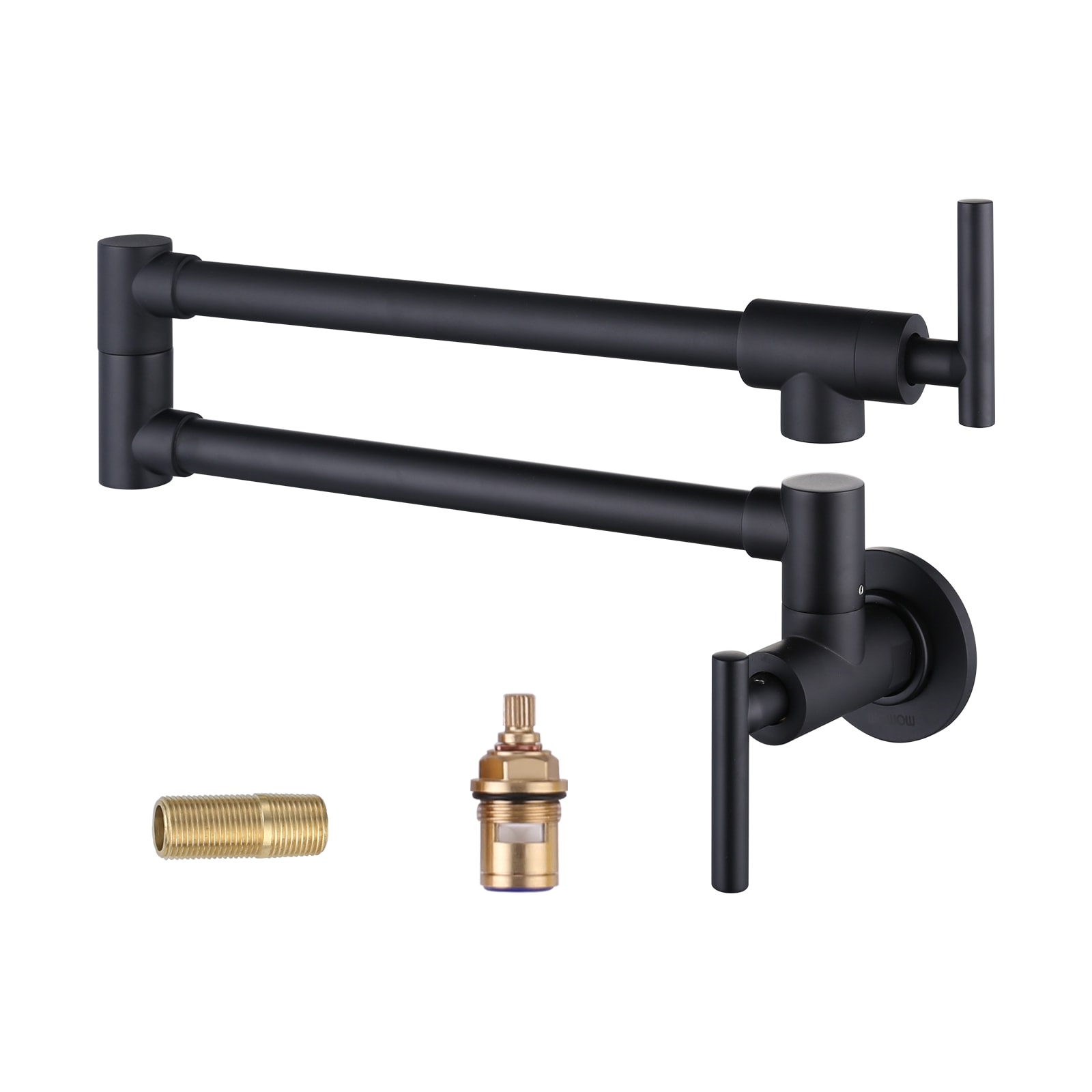 WOWOW 2311200B-LW Matte Black Double Handle Wall-mount Kitchen Faucet