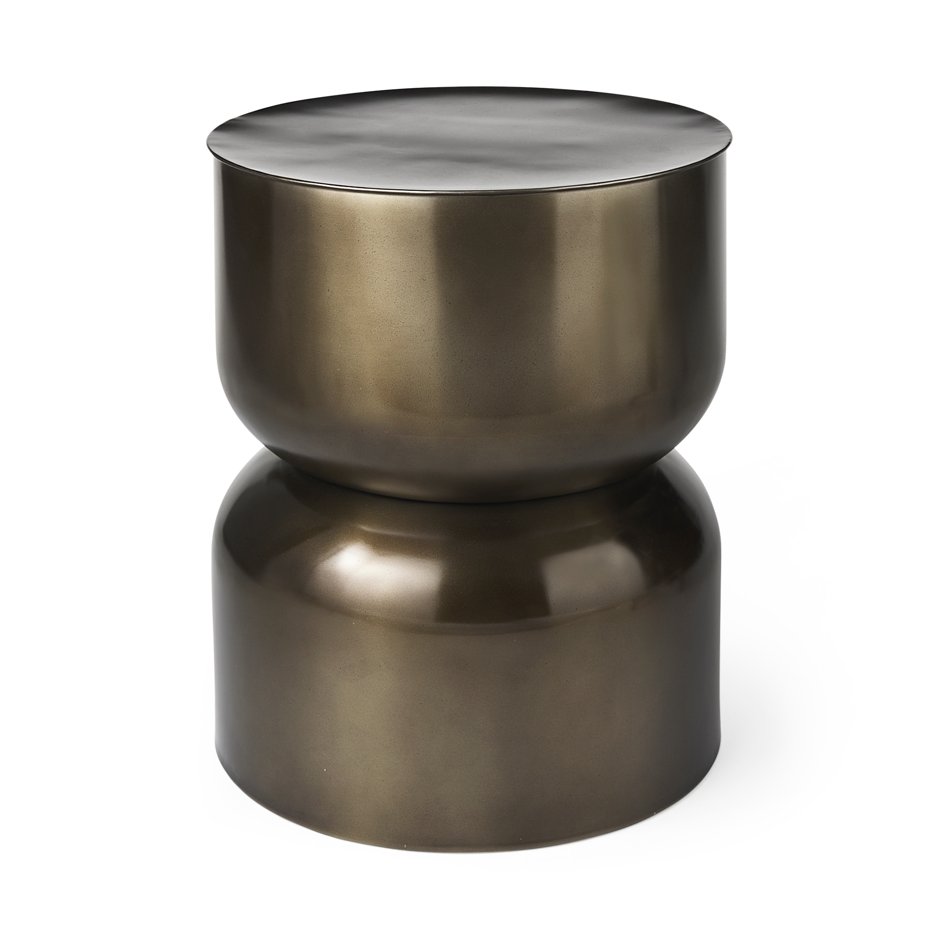Mercana 68778 17-in W x 20-in H Gold Metal Round Farmhouse End Table