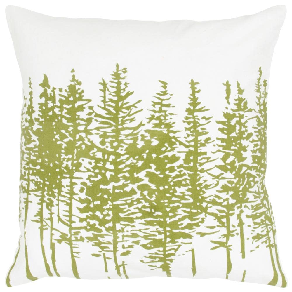 Rizzy Home T05379 Poly filled pillow 18-in x 18-in Ivory/Green Square Indoor Decorative Pillow