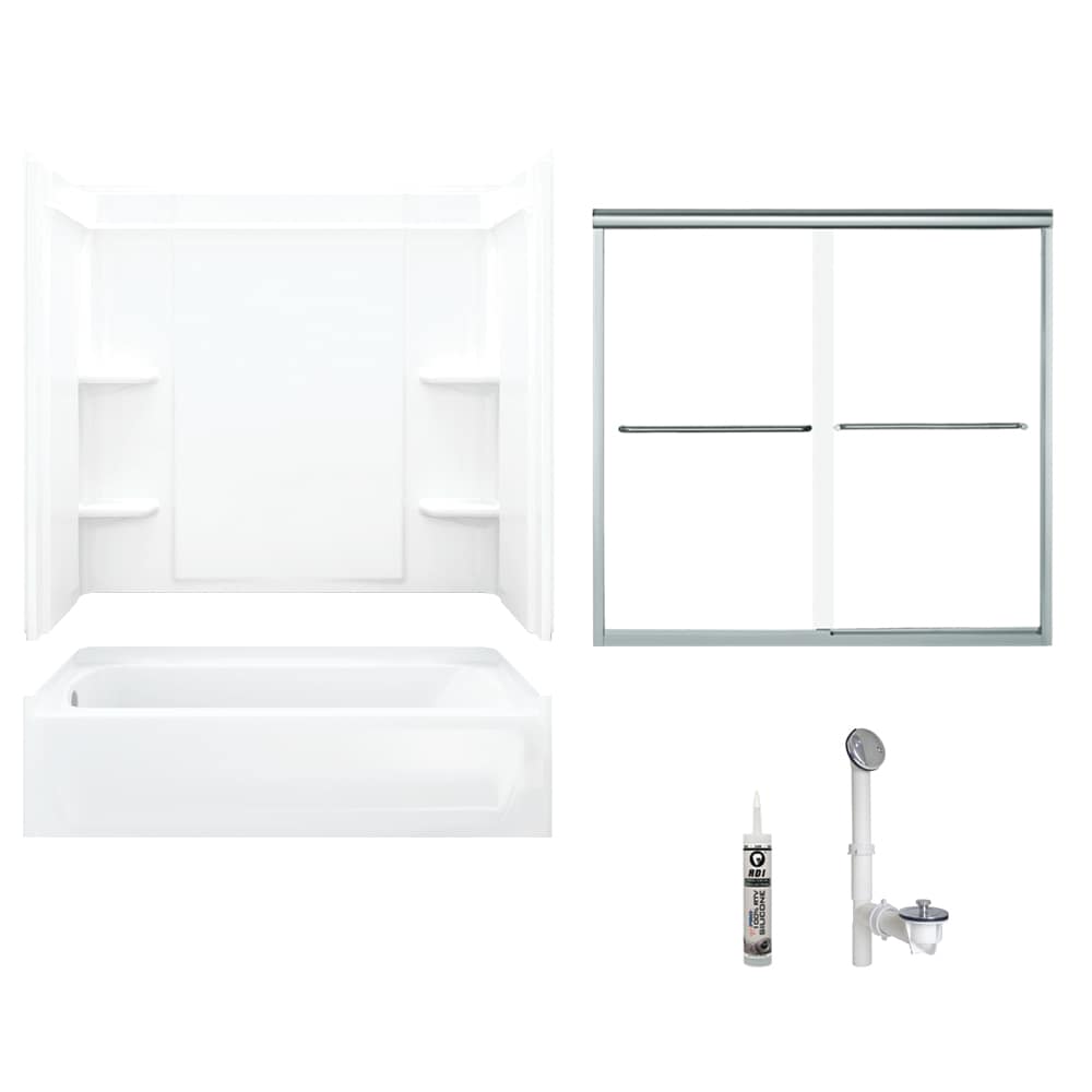 Ensemble 30-in x 60-in x 71-in White 5-Piece Bathtub and Shower Combination Kit (Left Drain) Drain Included | - Sterling 7137L-5405SC-0