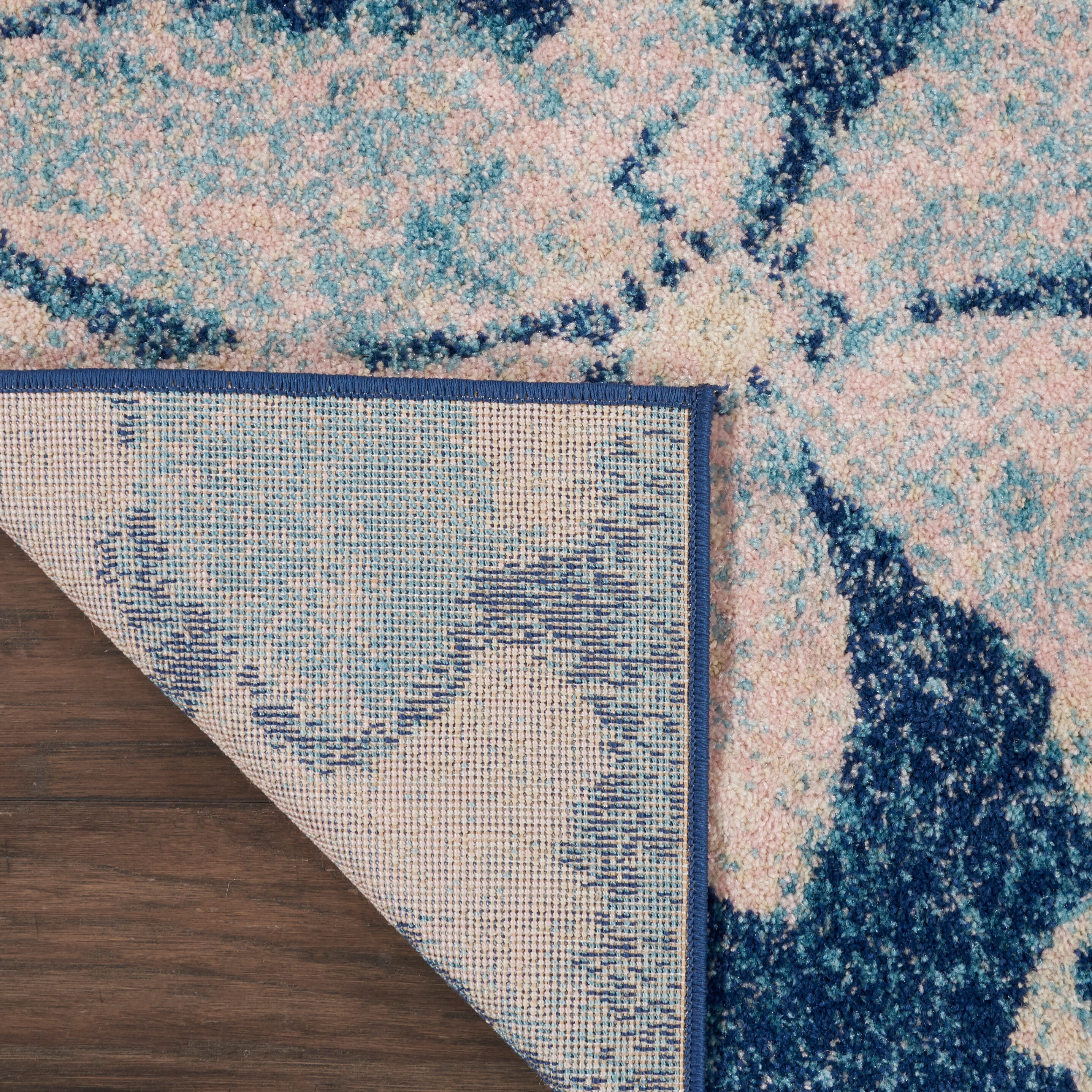 Navy Pink Floral Elegance Viscose 6' x 9' Area Rug