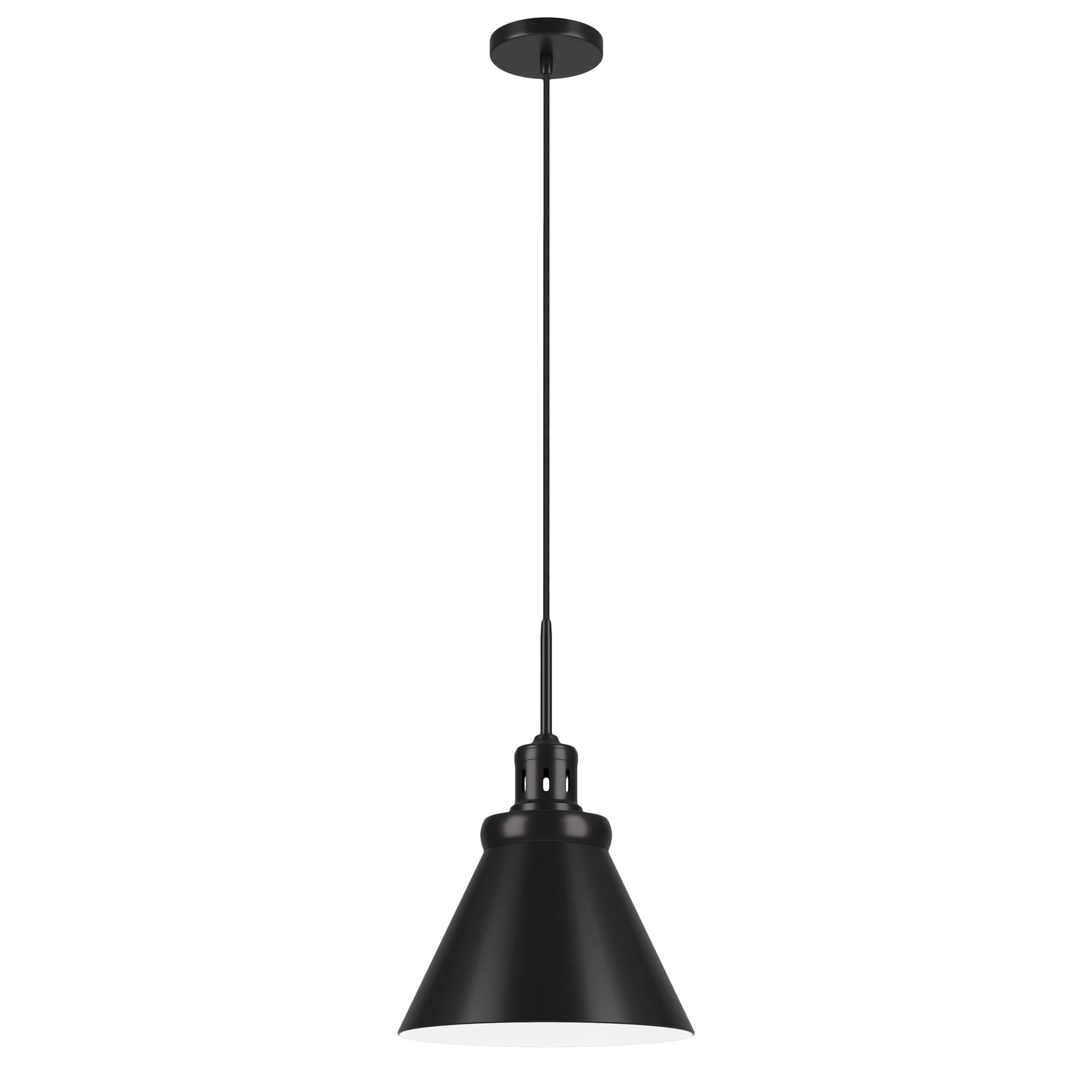 17" Blackened Bronze Industrial Pendant Light with Metal Shade