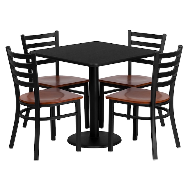 Flash Furniture Black Traditional, Black Square Dining Table Set For 4