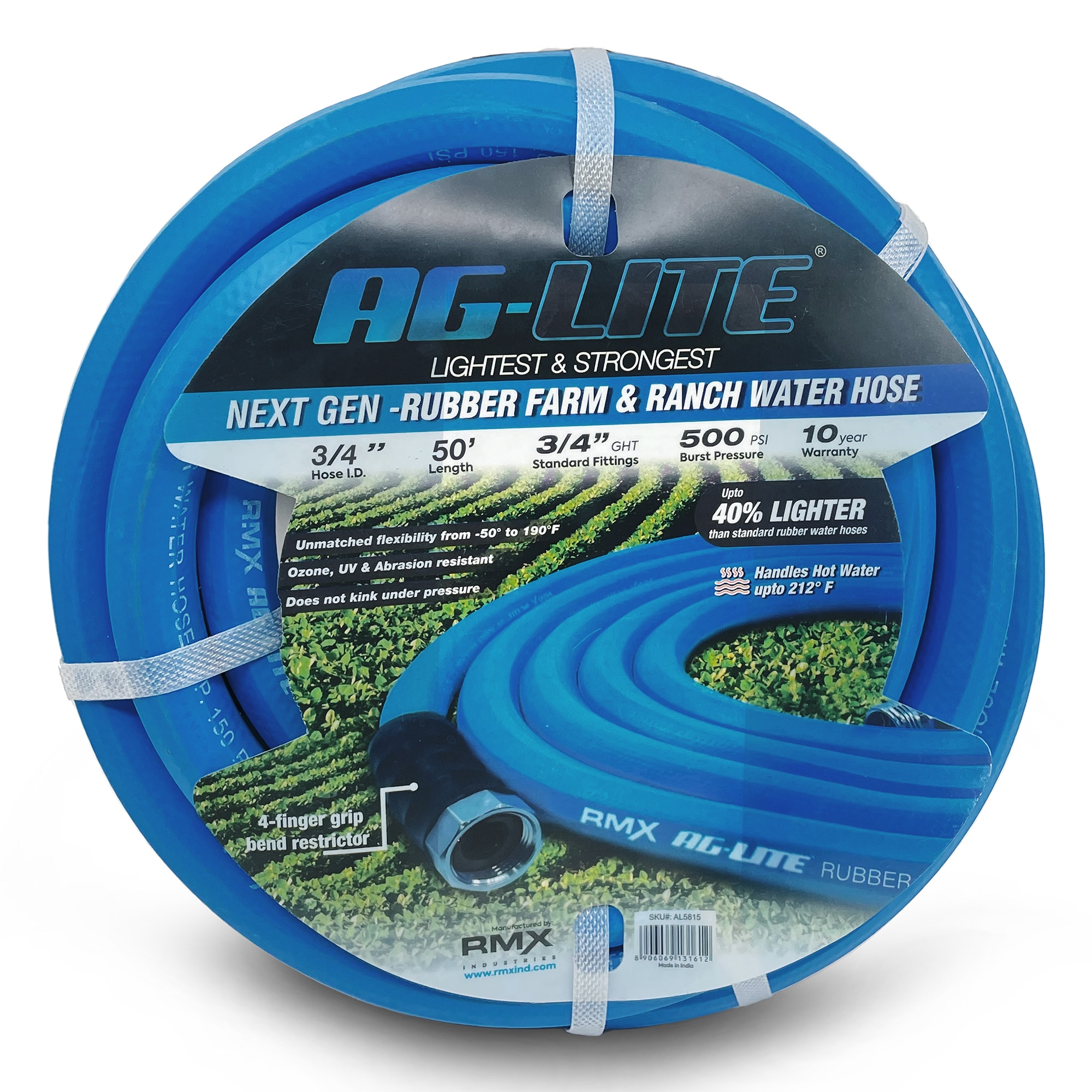 AG-LITE BLBBSAL3450 AG-Lite 3/4-in x 50-ft Premium -Duty Kink Free Rubber Blue Hose