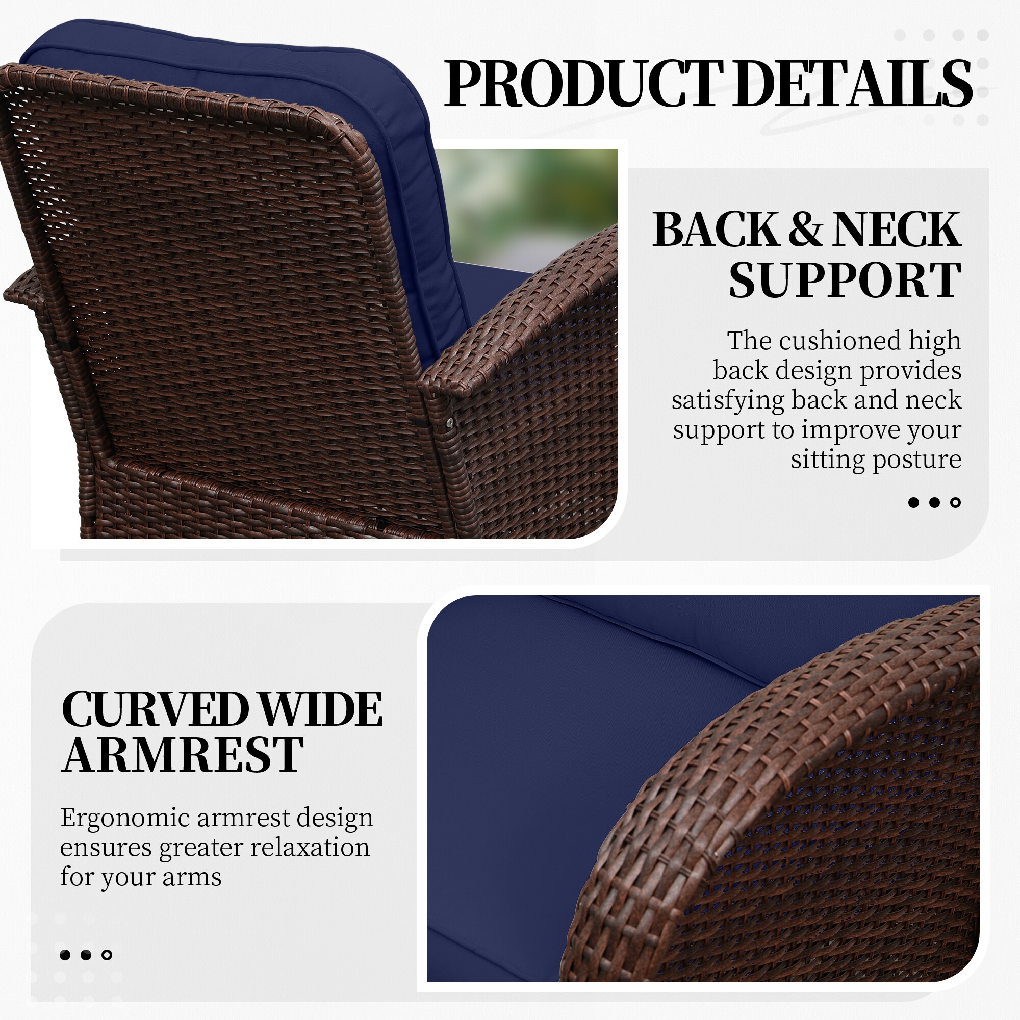 UPHA Y11BR-NAVYBLUE Patio-Conversation-Sets - View #7