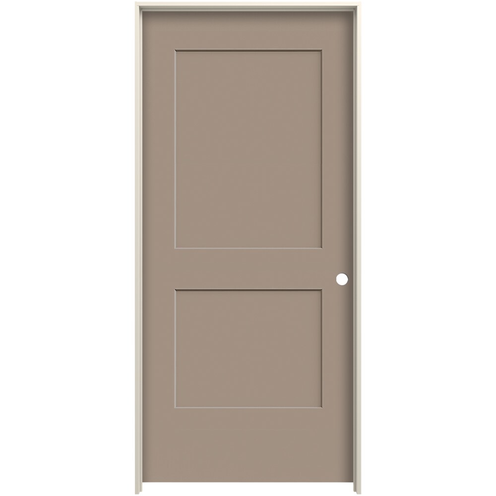 JELD-WEN LOWOLJW226100268 32-in x 80-in Pottery Solid Core 2-panel Square Left Hand Smooth Prefinished Molded Composite Flat Jamb Single Prehung Interior Door