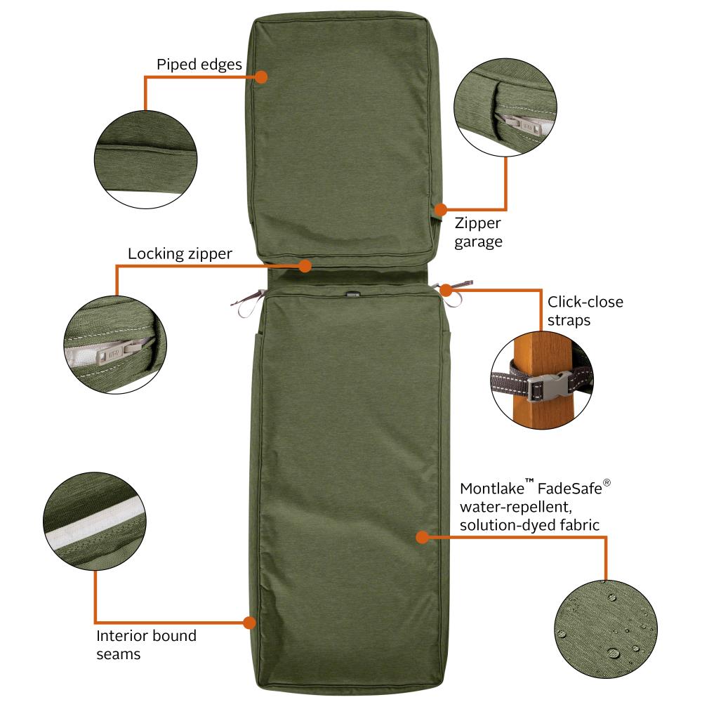 Montlake FadeSafe Water-Resistant Patio Cushion Set, 23 x 23 x 5 Inch  (seat), 21 x 20 x 4 Inch (back), Heather Fern