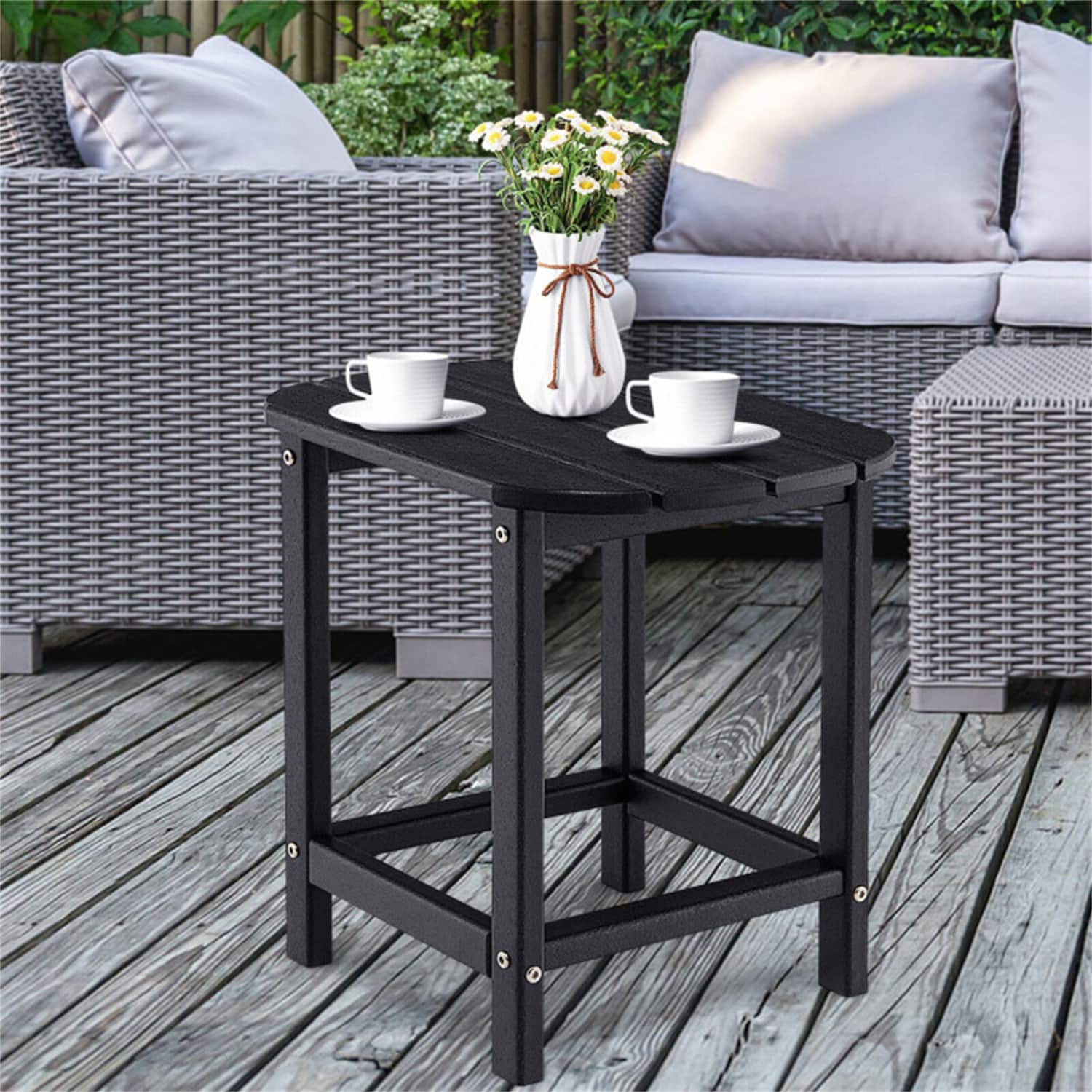BABOOM BOM-23855-OR Outdoor Side Table Rectangle Outdoor End Table 14.5-in W x 19-in L