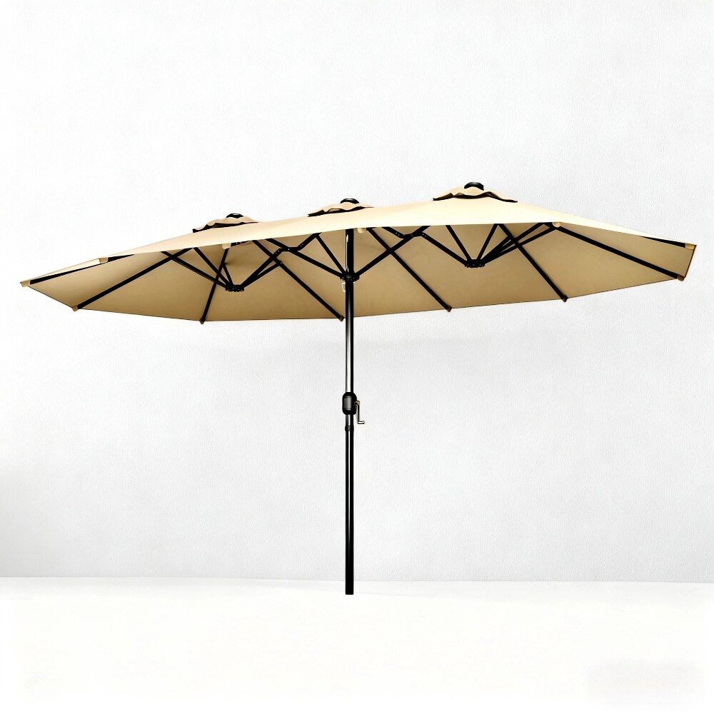 GlasFlength - 15ft Large Patio Outdoor Double Sided Umbrella with Crank Handle Waterproof Protec...