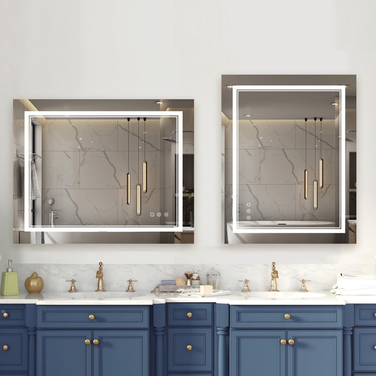 Maxax MXML01-79 VM 28-in x 36-in Polished Frameless Rectangle Dimmable LED Lighted Fog Free Bathroom Vanity Mirror ( Matte Chrome )