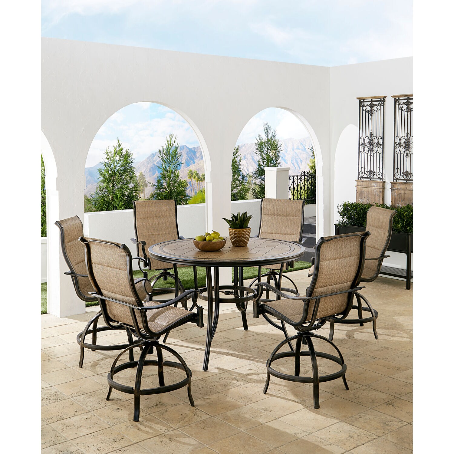 Hanover MONDN7PCPDBR-C-TAN Patio-Dining-Sets - View #6