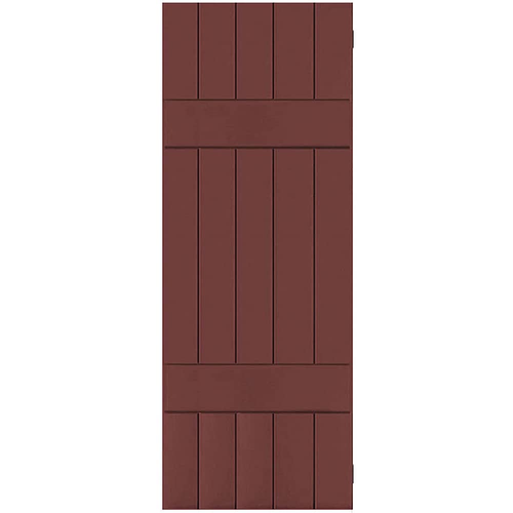 Ekena Millwork RWB18X063CRM 18-in W x 63-in H Cottage Red Board and batten Wood Exterior Shutters ( 2 -Pack )