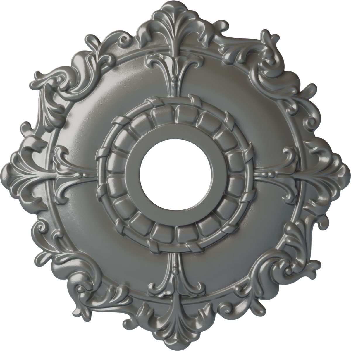 Ekena Millwork CM18RLSLS Riley 18-in W x 18-in L Painted Silver Polyurethane Whole Ceiling Medallion