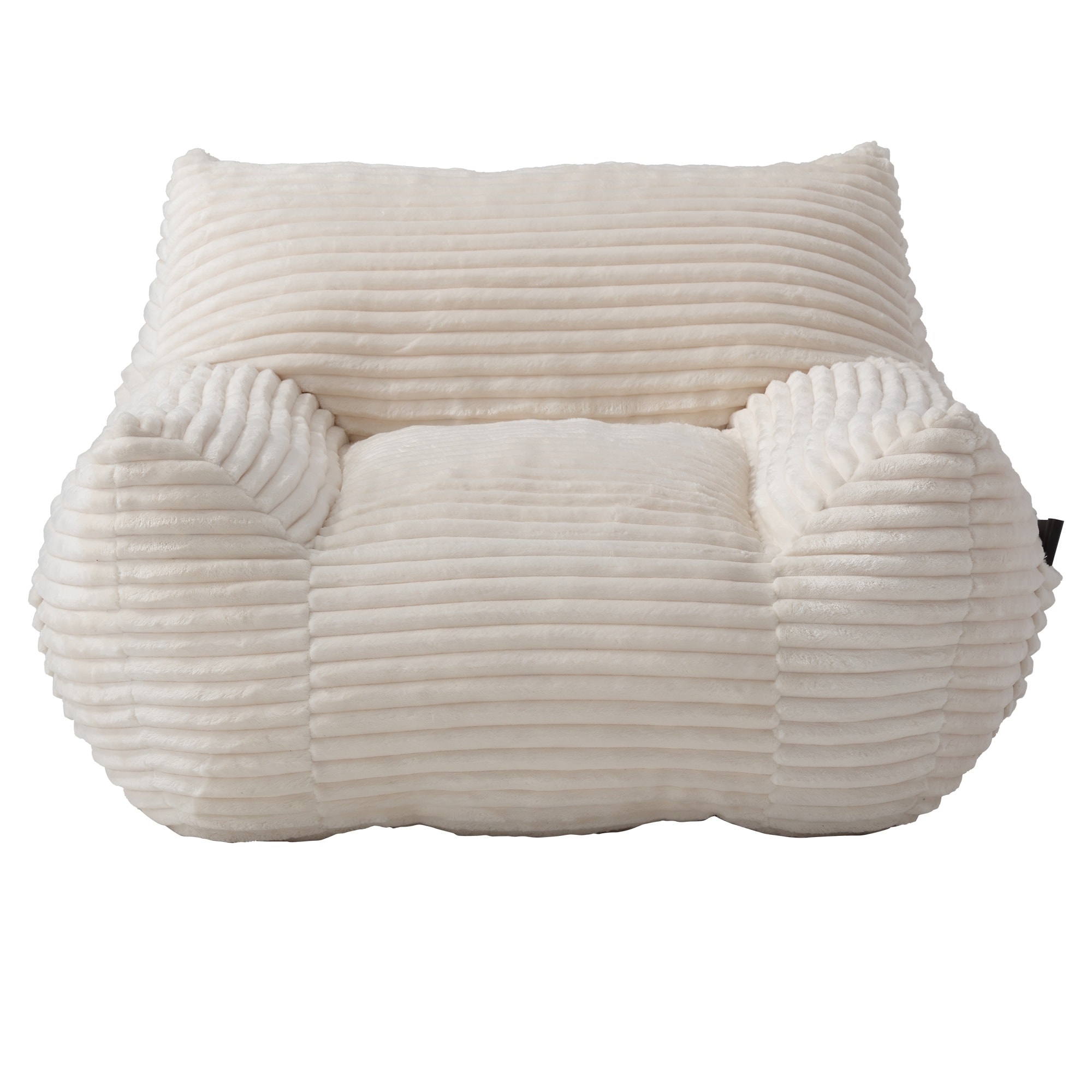 Horizons Prime Oversized White Fabric Bean Bag Chair with High