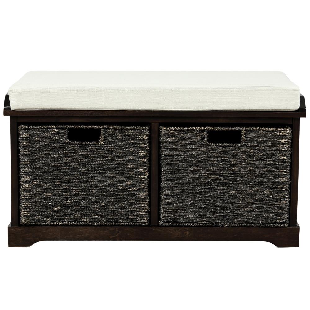 CASAINC TR-WF195160AAB Rustic Espresso Storage Bench with Storage 33-in x 15.7-in x 18.3-in