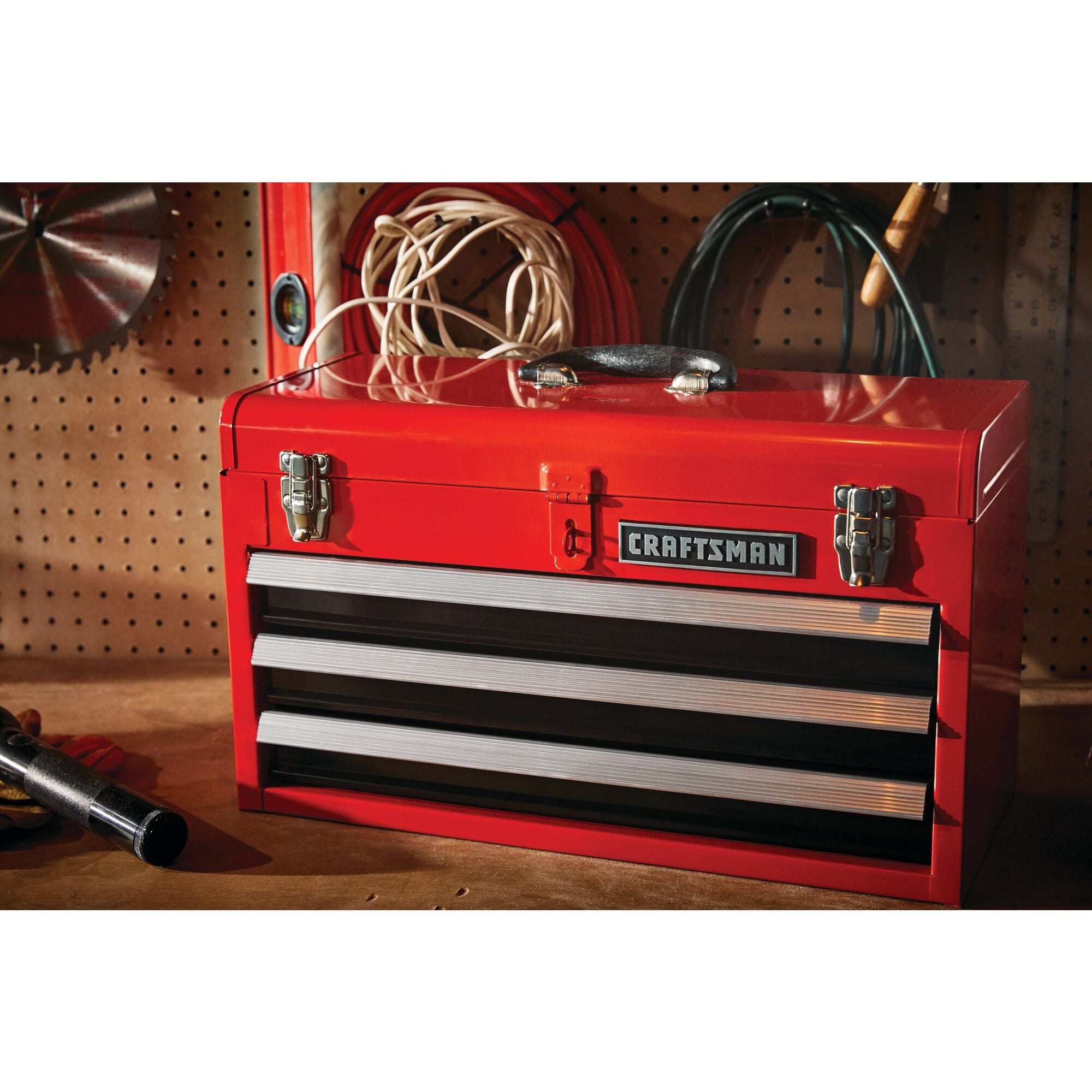 CRAFTSMAN Portable 20.5-in Ball-bearing 3-Drawer Red Steel Lockable Tool Box  in the Portable Tool Boxes department at