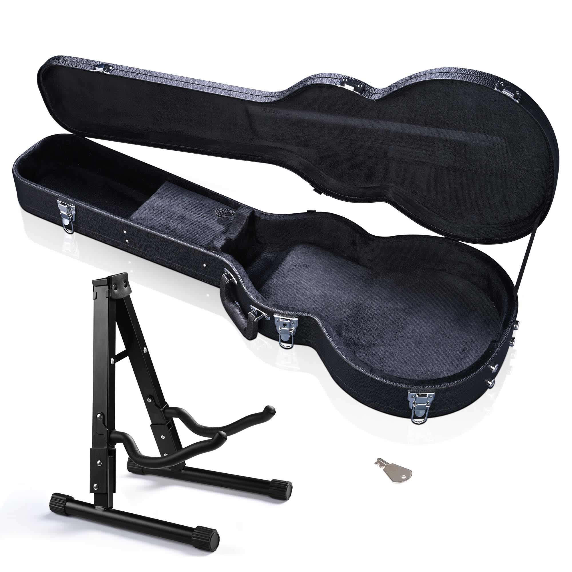 Yescom 28GHCGFS003-E-LP6-LO Electric Guitar Hard Case for LP Les Paul Style with Folding Guitar Floor Stand