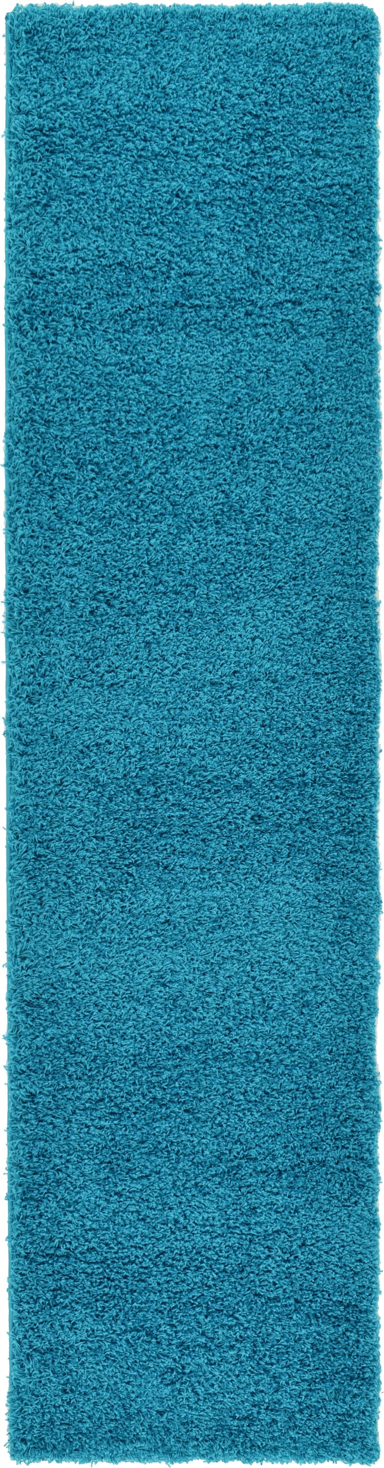 Turquoise Blue Synthetic Shag Runner Rug for Kids