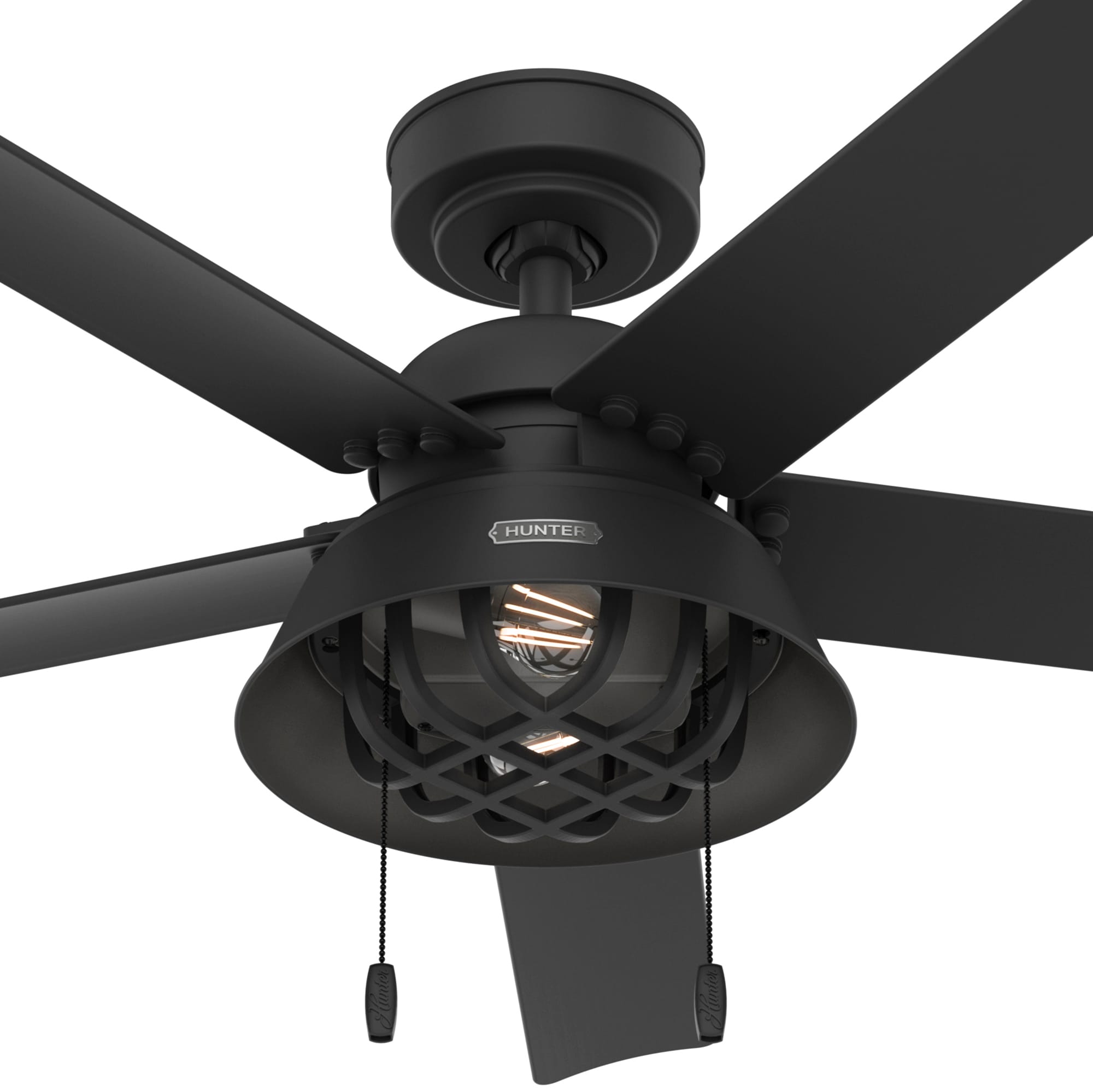 Hunter Vista Verde 52-in Matte Black Indoor/Outdoor Ceiling Fan with ...