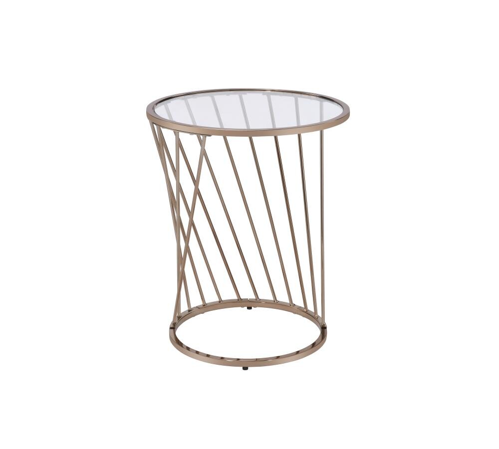 ACME FURNITURE 82992 Bluelipe 20-in W x 24-in H Champagne Glass Round Modern End Table Assembly Required