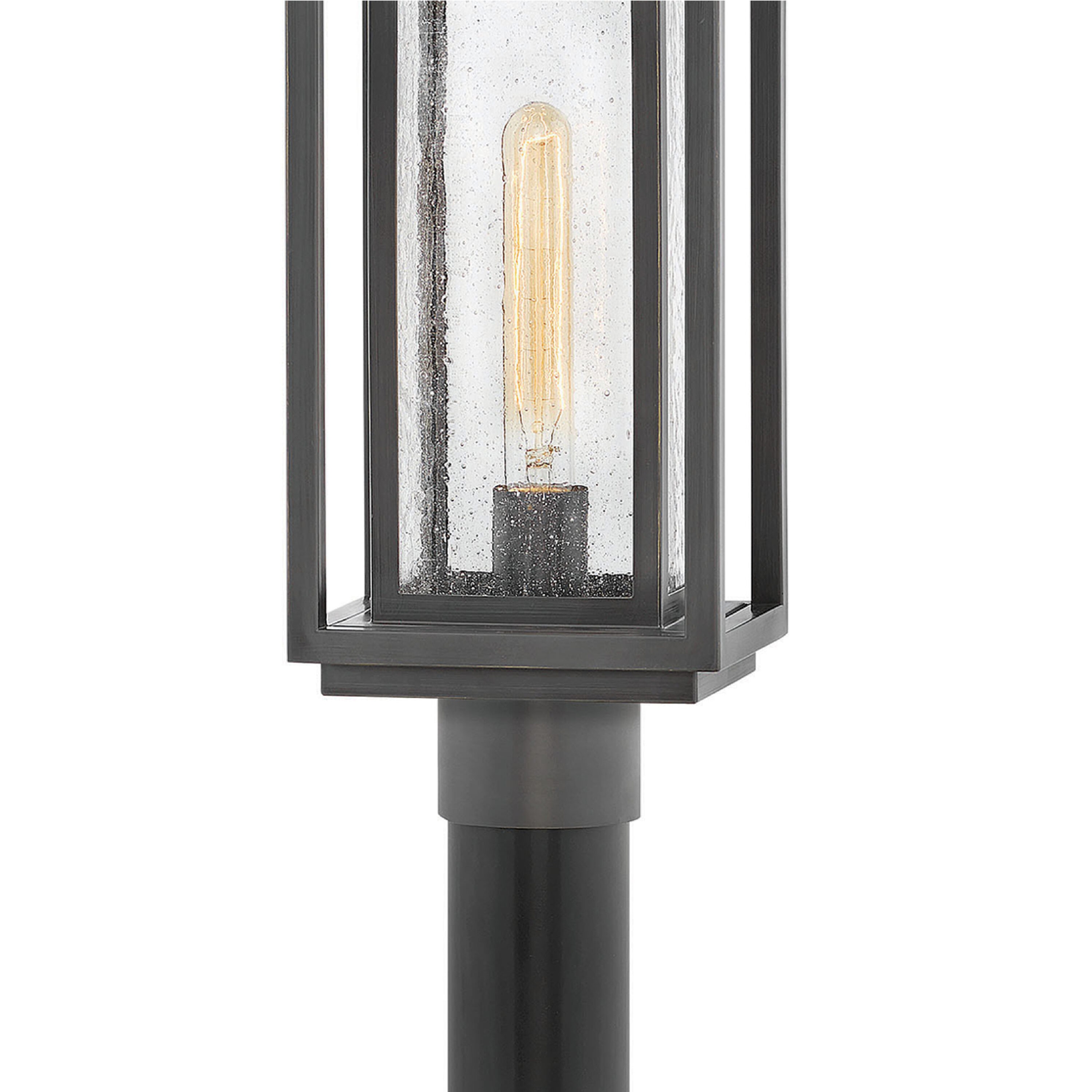 Oil Rubbed Bronze Outdoor Post Lantern with Clear Seedy Glass