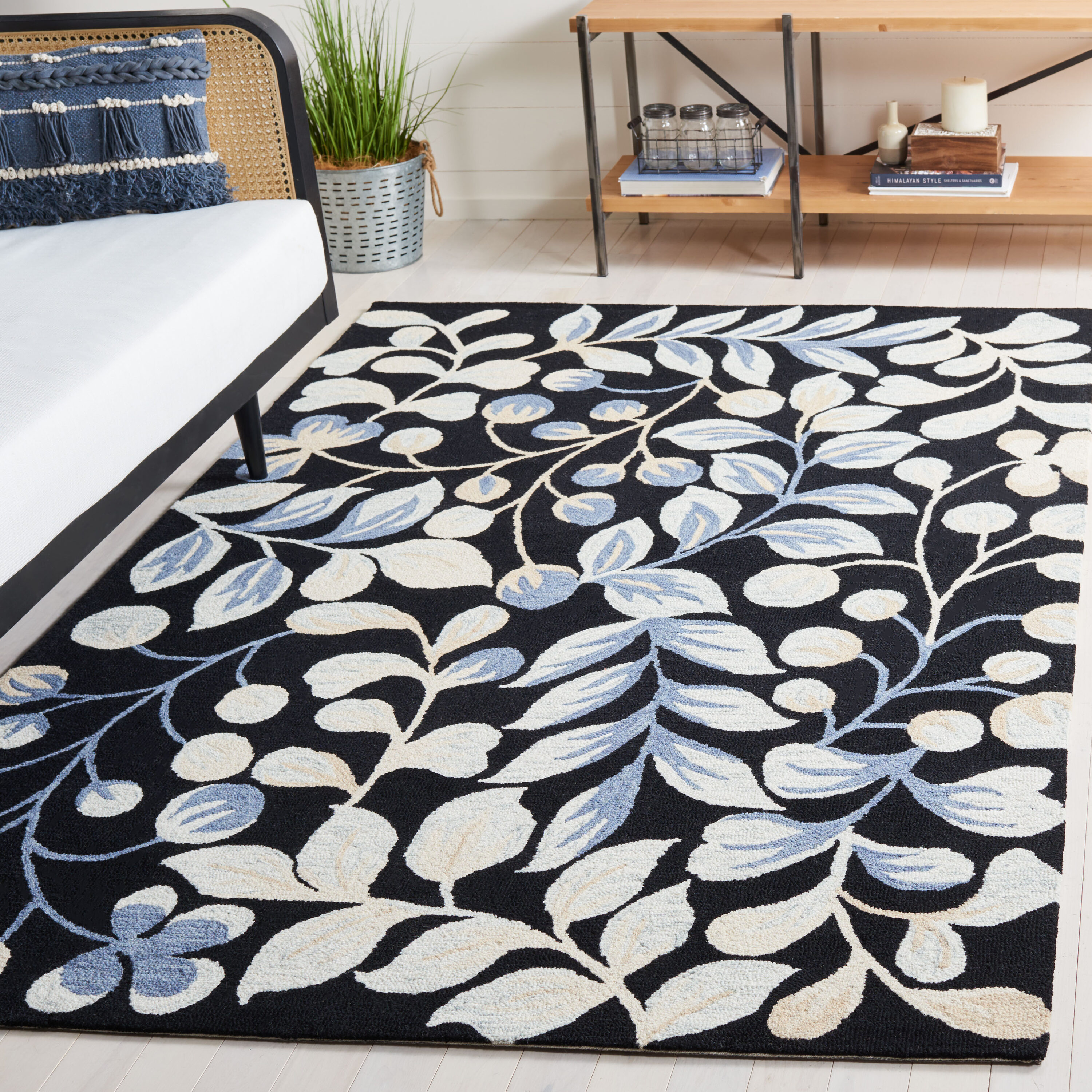  Jardin 754 Black/Ivory Contemporary 4Ft x 6Ft Small Rectangle Rug