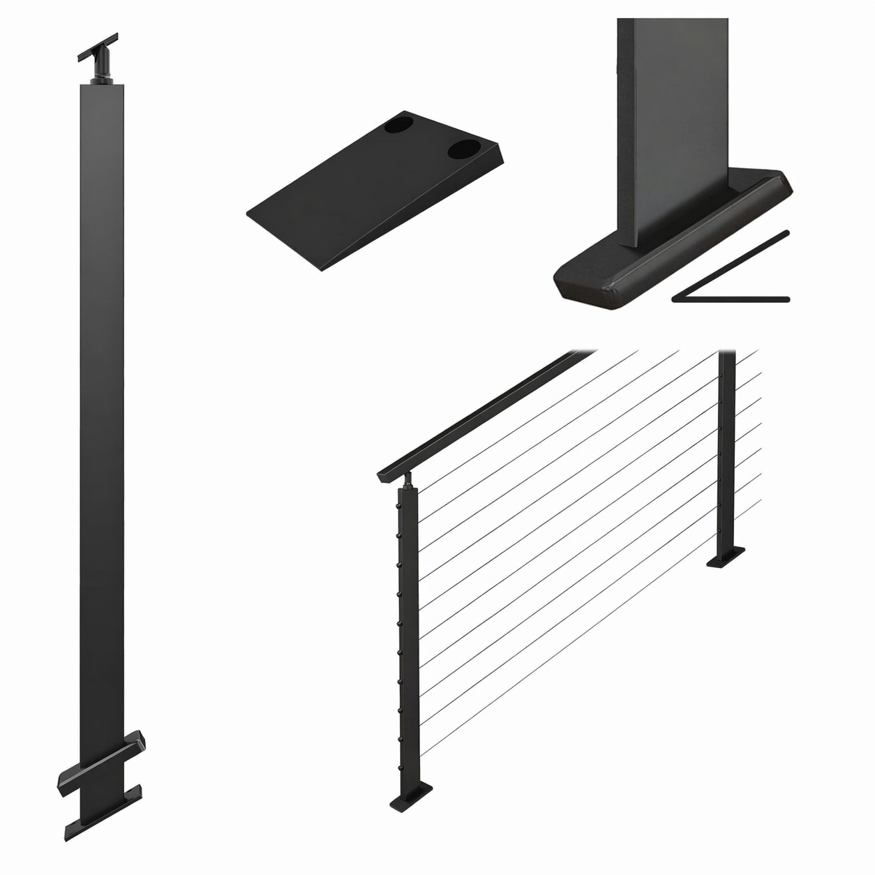 Aoibox Black Slope Cable Railing Post 36 in Height for 25 40 Degree ...