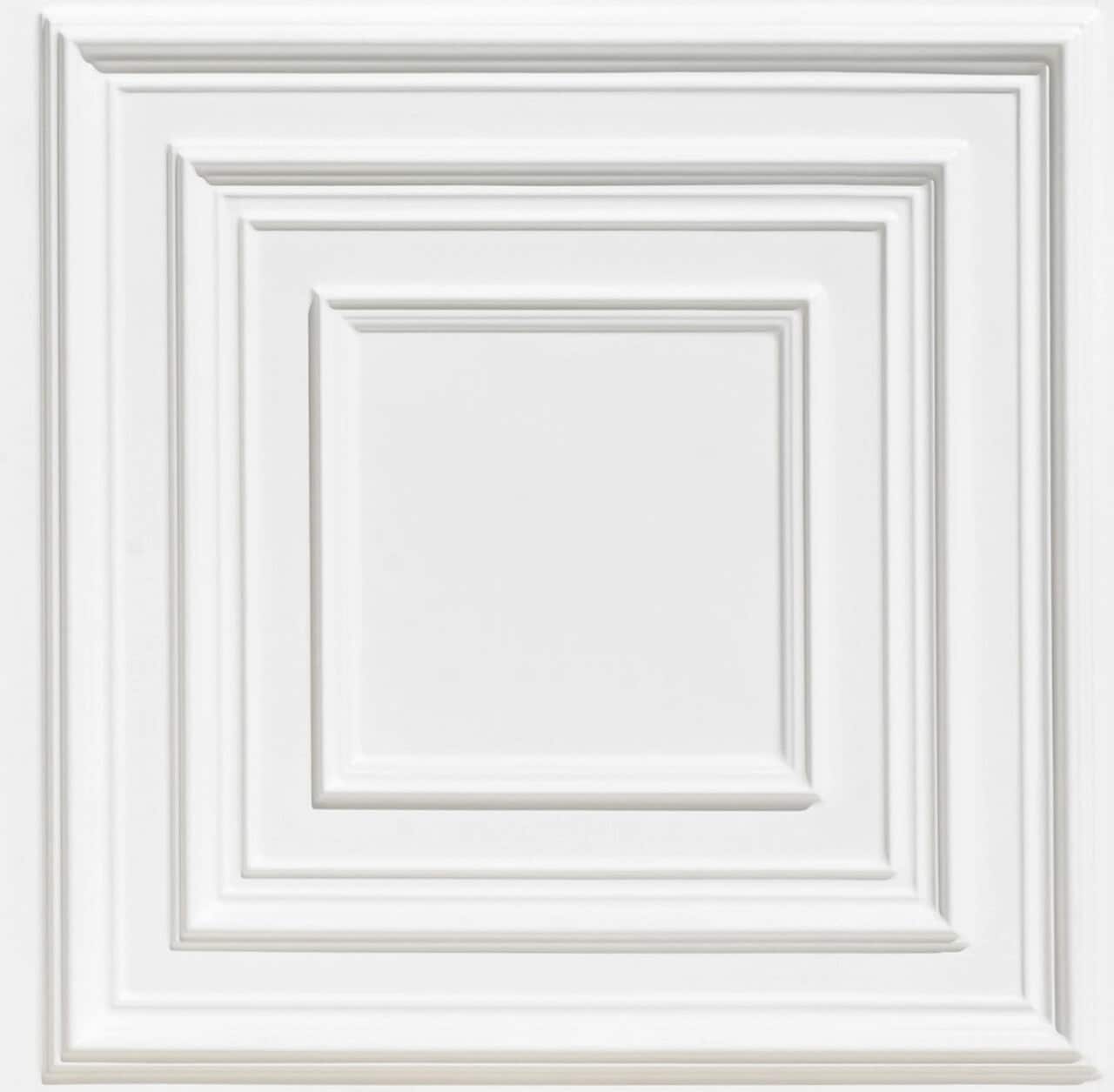 From Plain to Beautiful in Hours 222WM-24X24-10 2-ft x 2-ft Schoolhouse Faux Tin/PVC White Matte PVC Drop-in/Adhesive Ceiling Tile ( 10 -Pack, 40-Sq. Feet / Case )