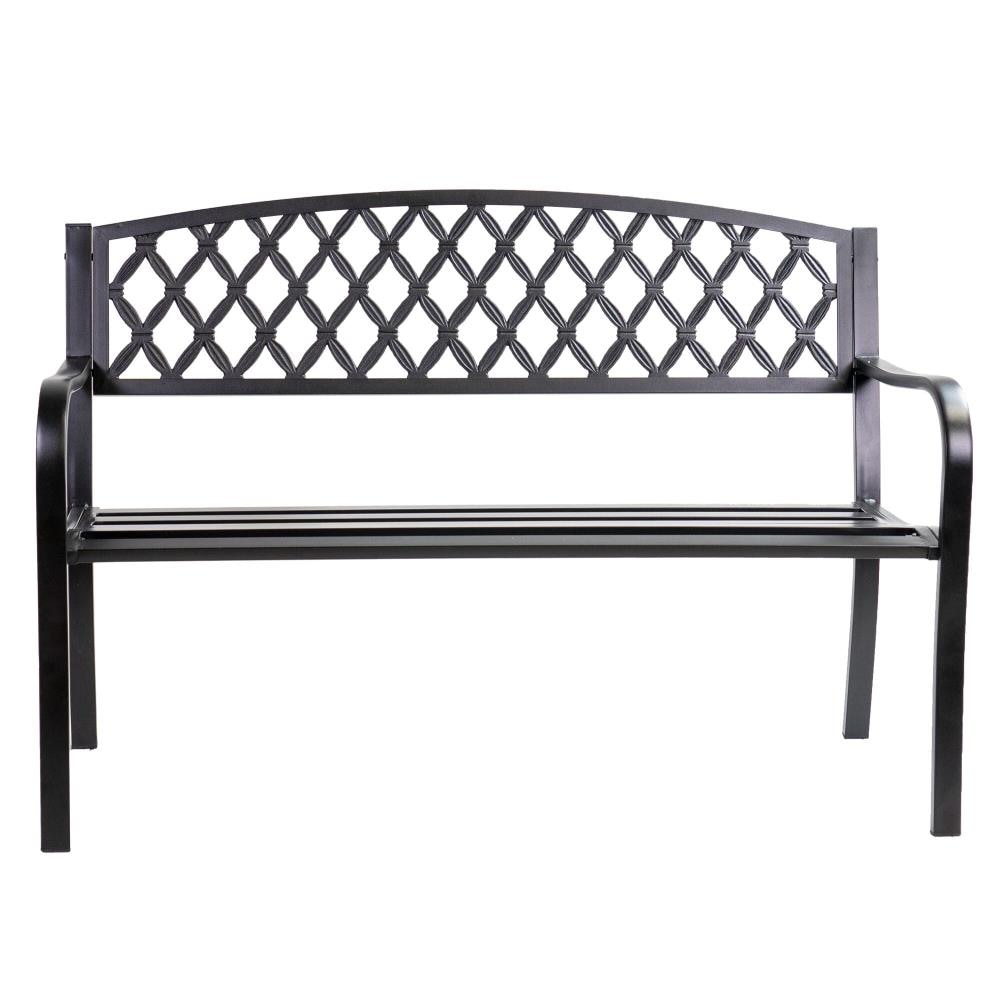 Patio Premier Outdoor Park Bench with Lattice Design, Steel Frame, Black  Finish, 500 lbs. Weight Capacity in the Park Benches department at