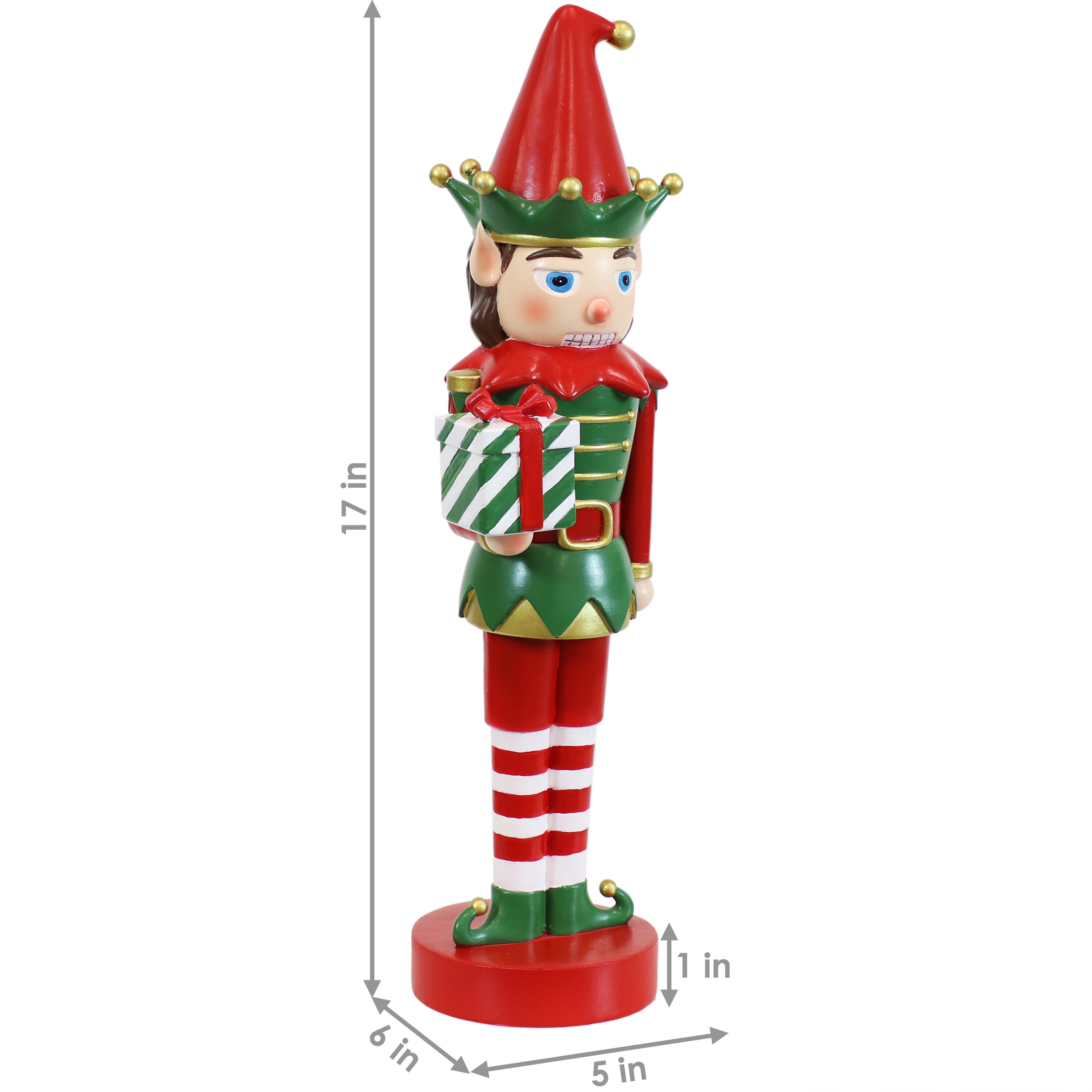 Sunnydaze Decor Jingles the Nutcracker Christmas Elf Statue - 17-Inch ...