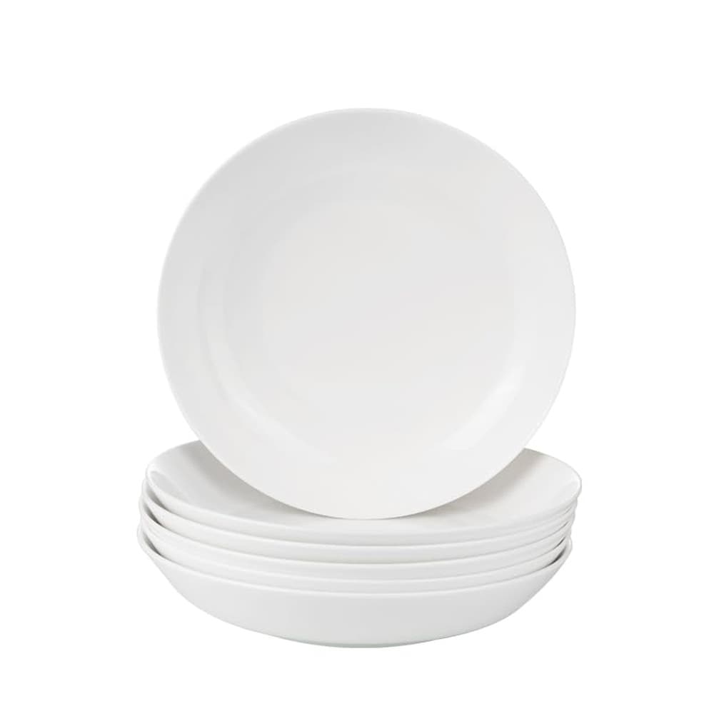 Aoibox  Fine Bone China Deep Pasta Bowl Set of 6 8 5 in Diameter Lightweight White Glazed Dinnerware Plate