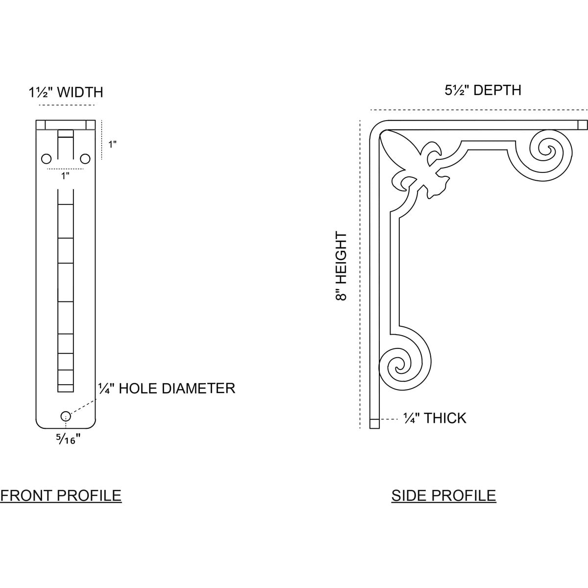 Ekena Millwork BKTM01X05X08SFLASV Mending-Plates-Brackets-Braces - View #2