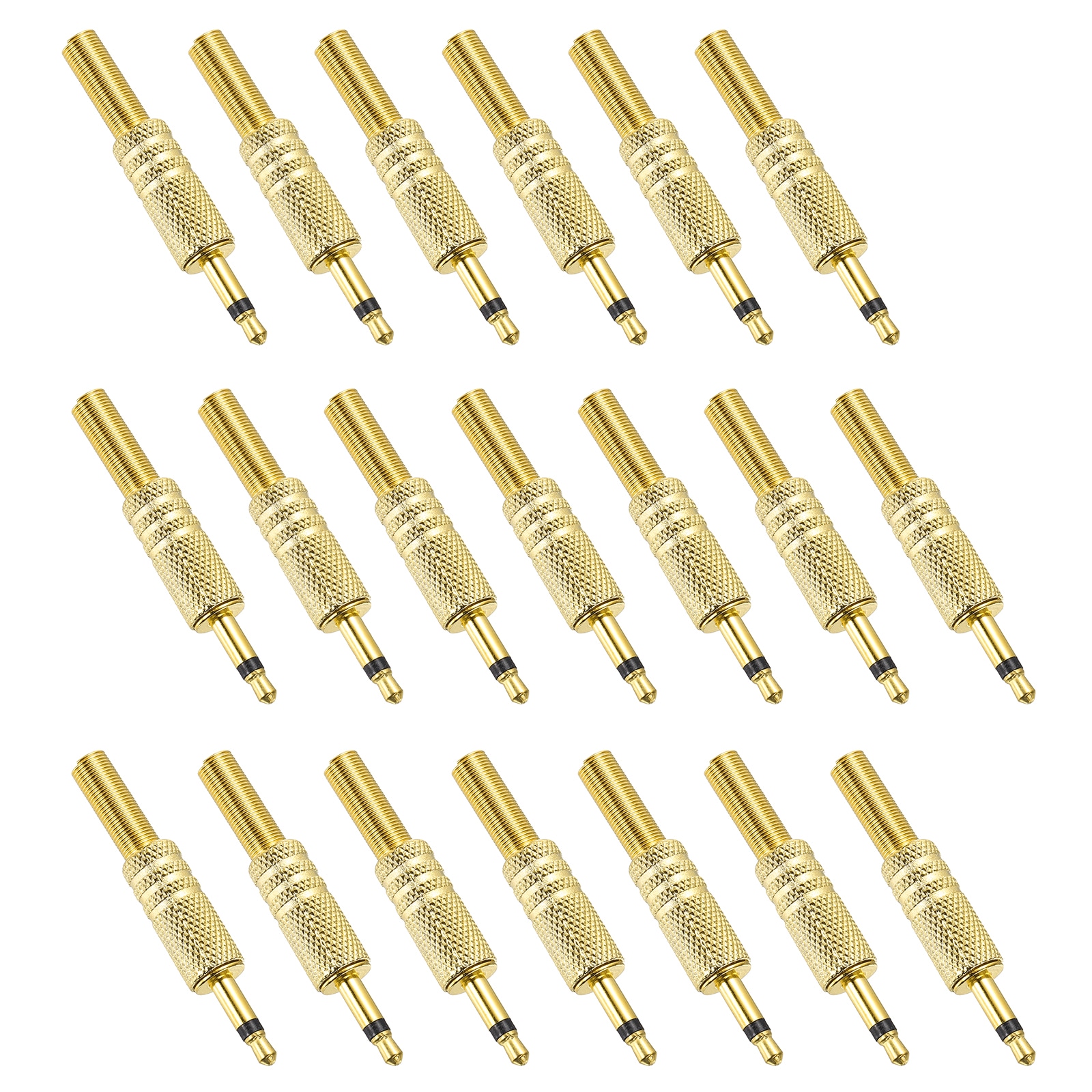 Unique Bargains 20pcs 1/8 Inch TS Audio Male Plug 3.5mm Mono Jack Plug Adapter Replacement 1 Pole Solder Jack Cable Connector for Speaker Microphone Guitar (Carved Style Golden)