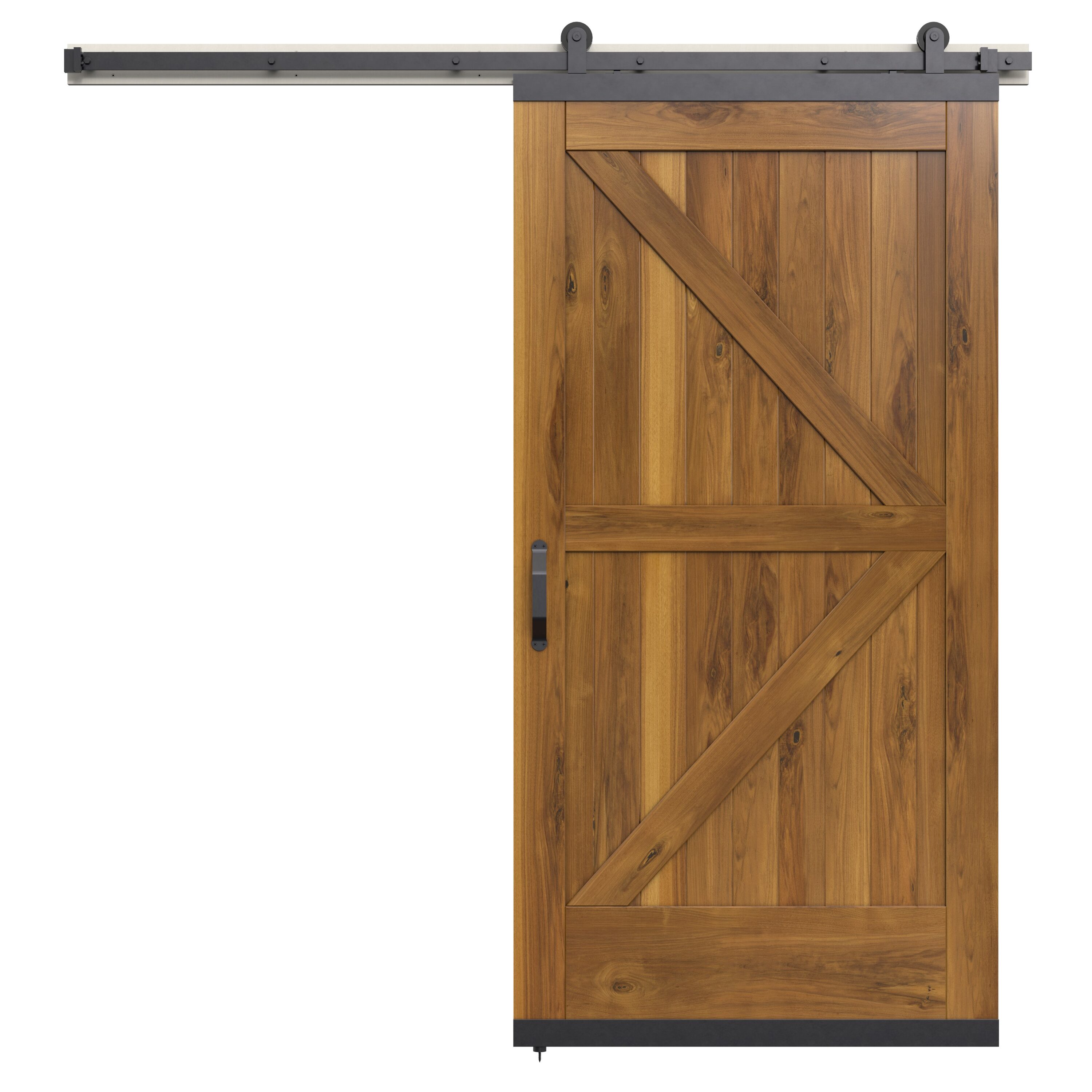 JELD-WEN LOWOLJW248700096 42-in x 96-in Khaki K-frame Walnut Wood Solid core Single Barn Door (Hardware Included)