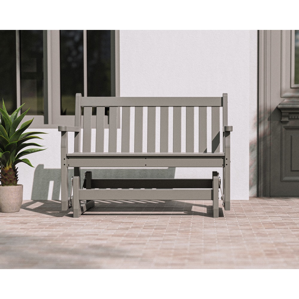 POLYWOOD TGG48GY Traditional Garden 2 -person Slate Grey HDPE Outdoor Glider