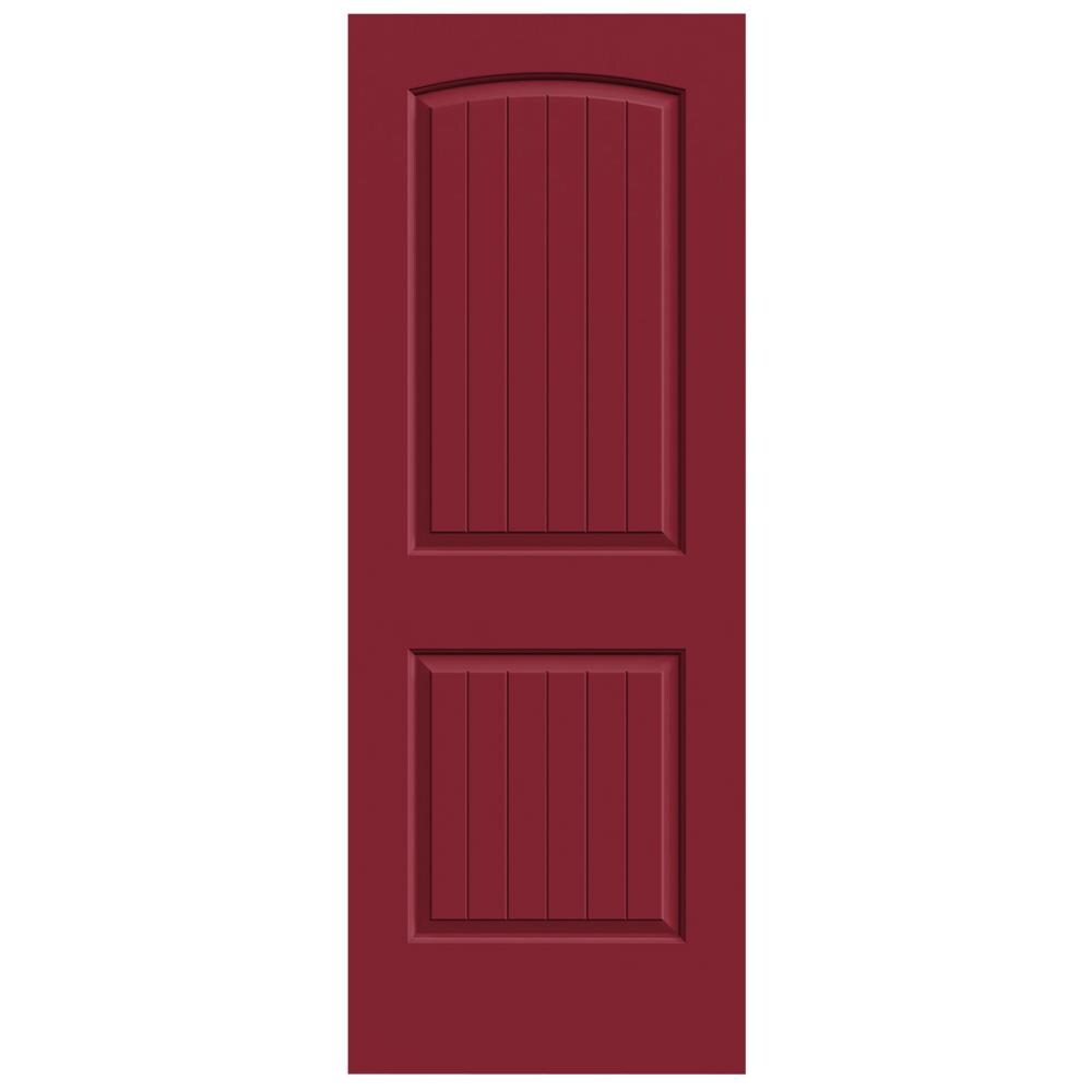 Santa Fe 32-in x 80-in Cranberry 2-panel Round Top Plank Smooth Hollow Core Prefinished Molded Composite Slab Door in Red | - JELD-WEN LOWOLJW137500496