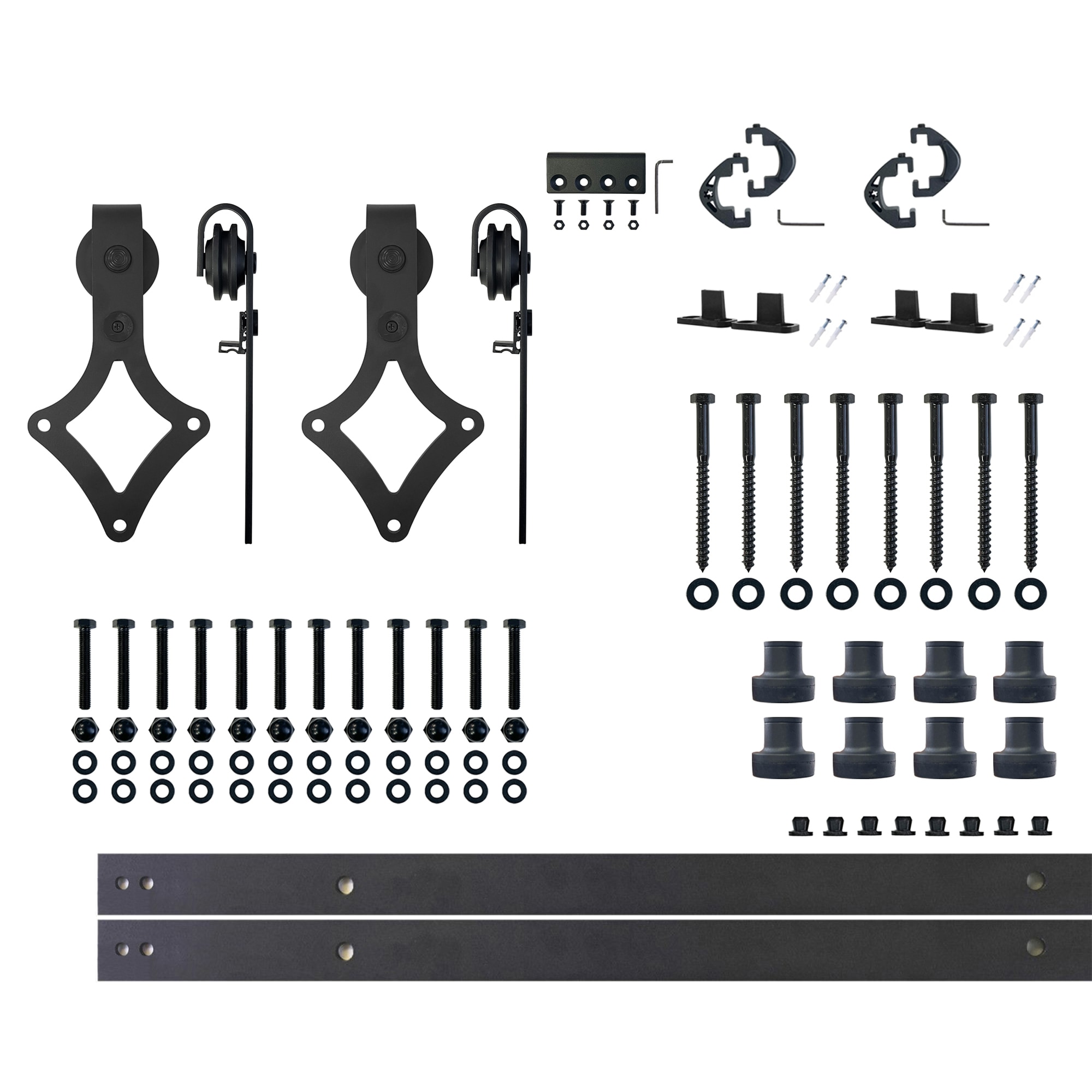 HOMACER LX2TGH132C 132-in Rustic black Black Indoor Diamond Double Barn door hardware kit