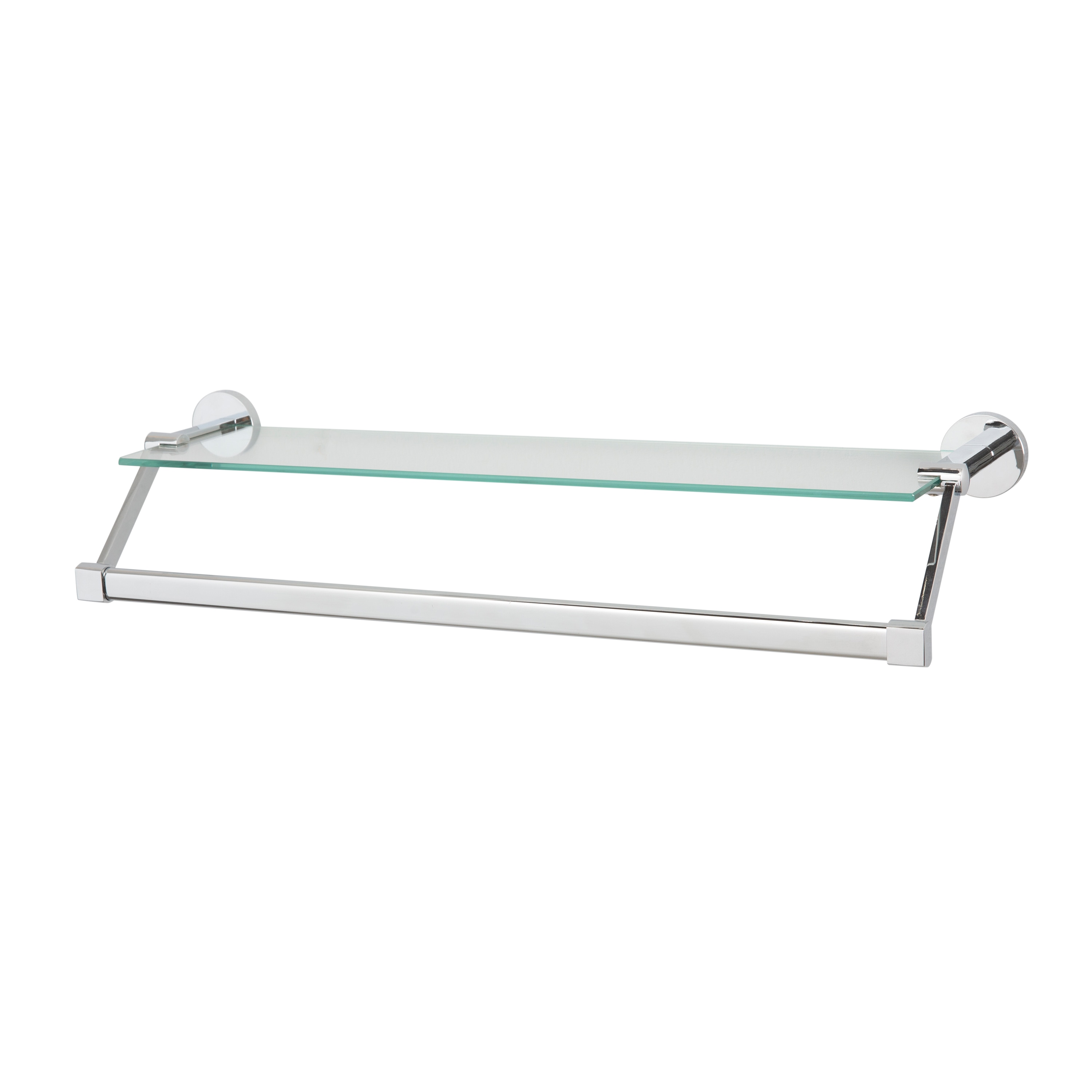 Organize It All Chrome 1-Tier Glass Wall Mount Bathroom Shelf (22.25-in x  4.5-in x 4.75-in) in the Bathroom Shelves department at