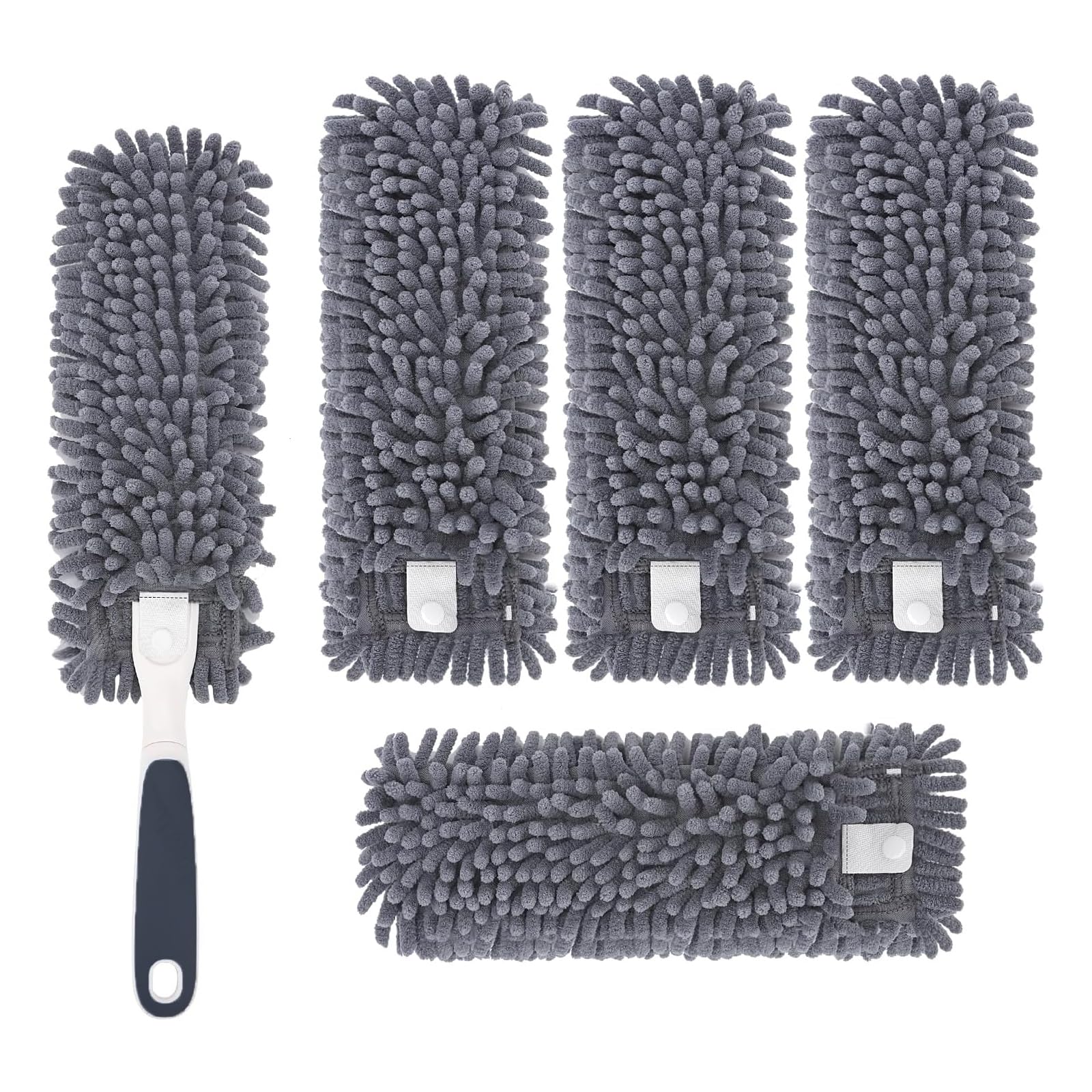 UUDULY  Reusable Microfiber Duster Refills Compatible with MR SIGA and OXO Extendable Dusters 4 Pack Washable Chenille Material for Dusting