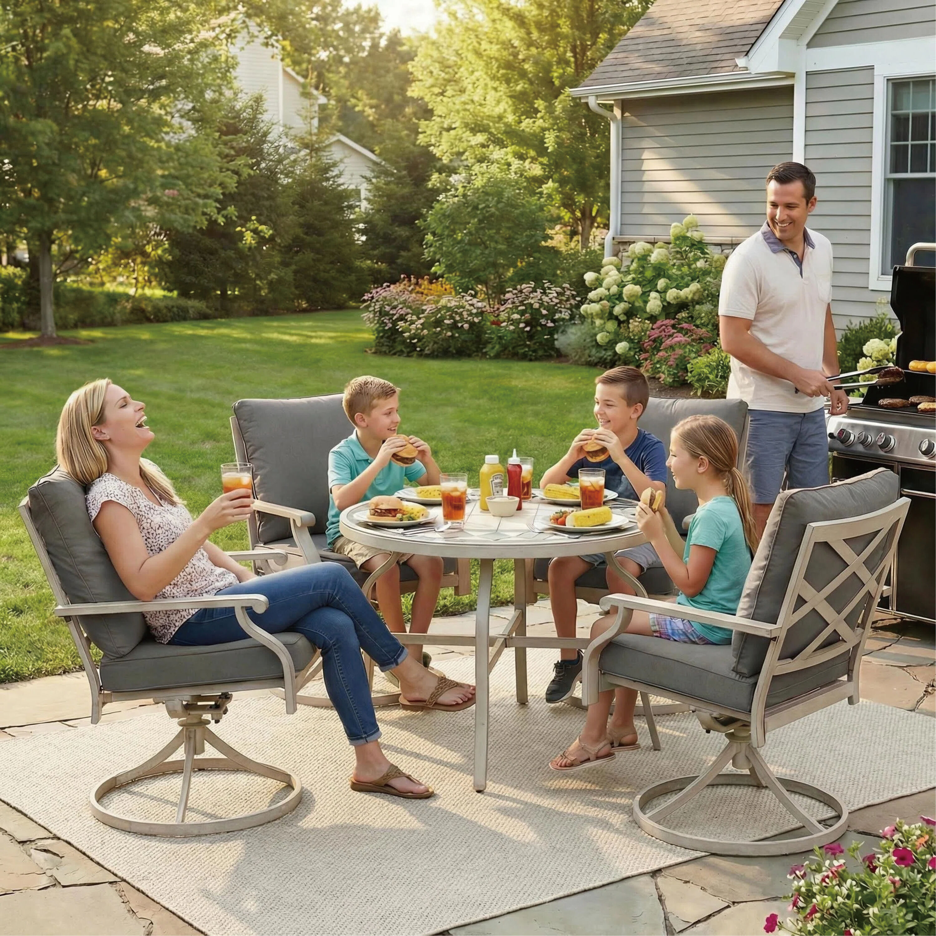 AE Outdoor 4RQ1099O-GRAY Patio-Dining-Sets - View #3