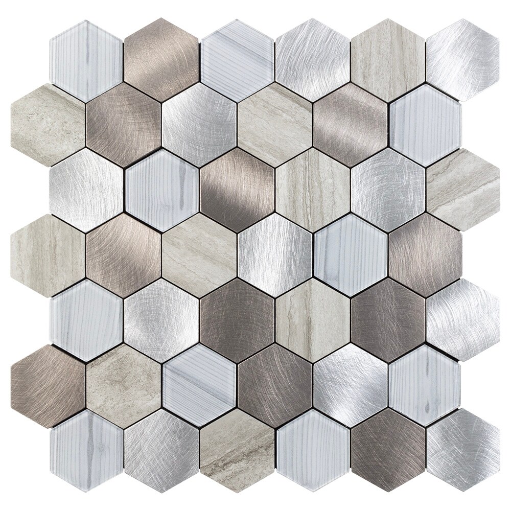 Mixed Metal Hexagon Peel and Stick Tile