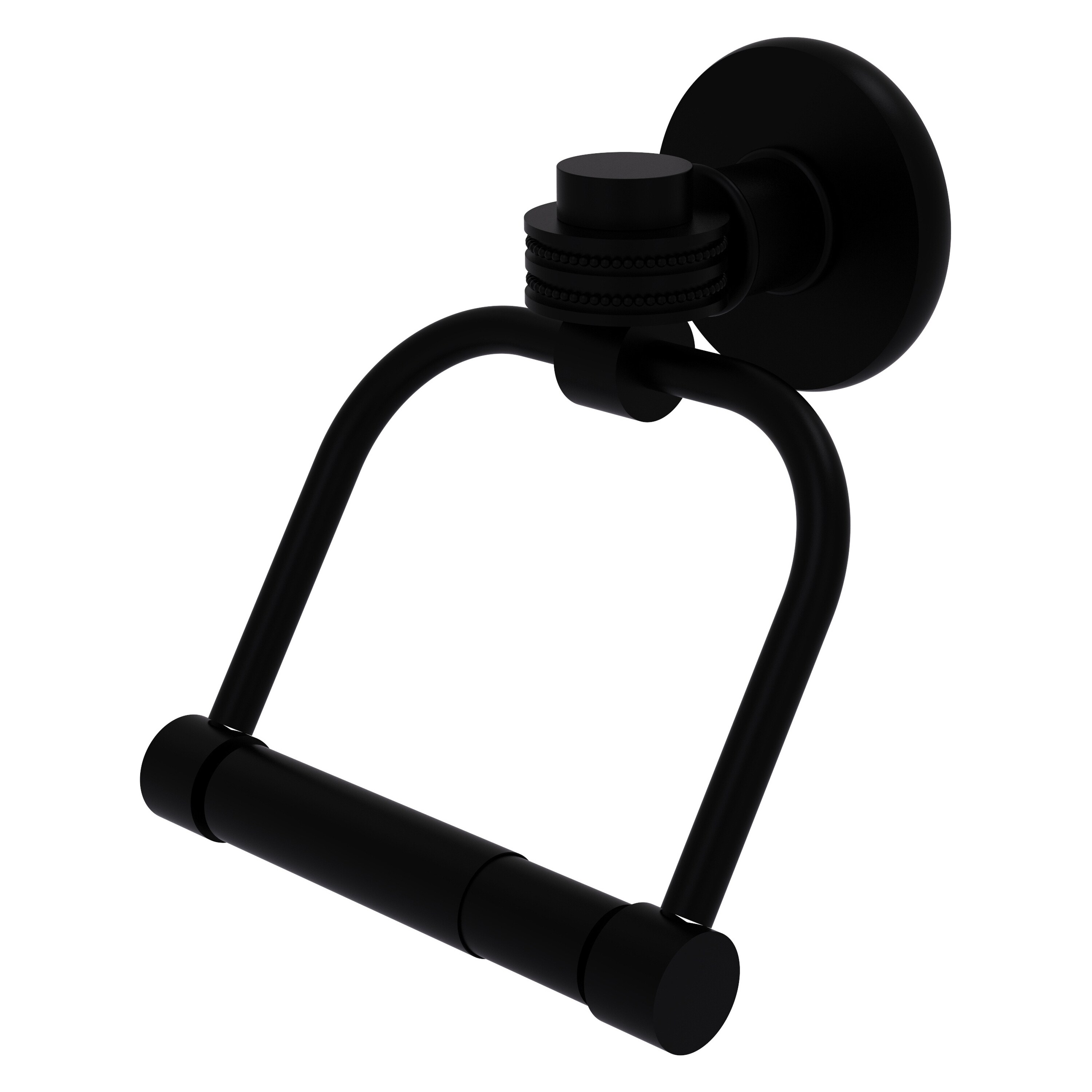 Allied Brass 2024D-BKM Continental Matte Black Wall mount Double post Toilet Paper Holder 1 -Rolls with Storage
