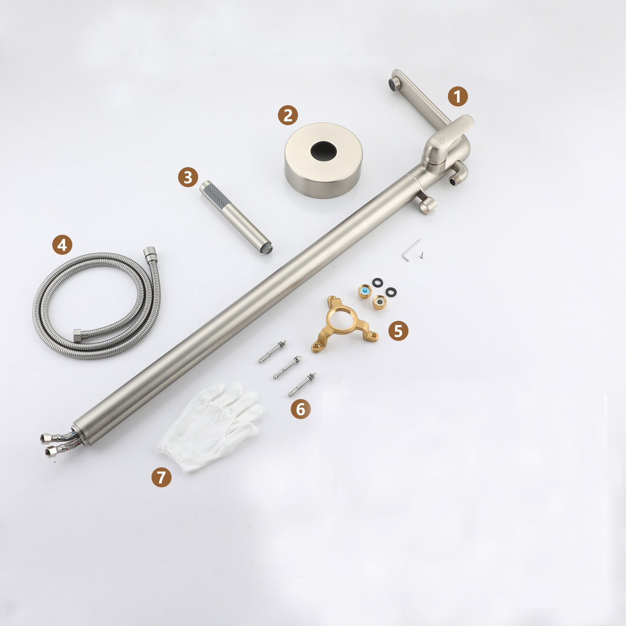 Brushed Nickel Freestanding Bathtub Faucet with Handshower
