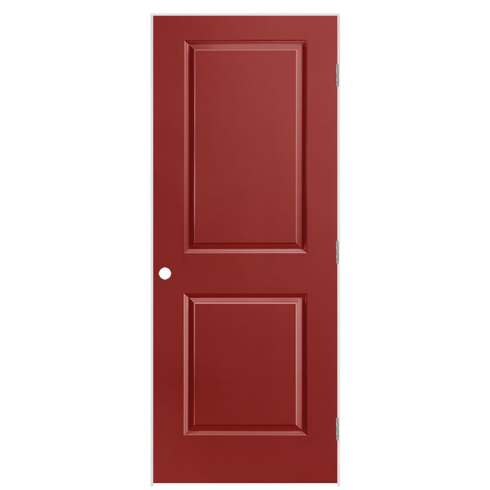 Masonite 32-in x 80-in Barn Red Hollow Core 2-panel Square Right Hand Smooth Prefinished Molded Composite Flat Jamb Single Prehung Interior Door -  1315929