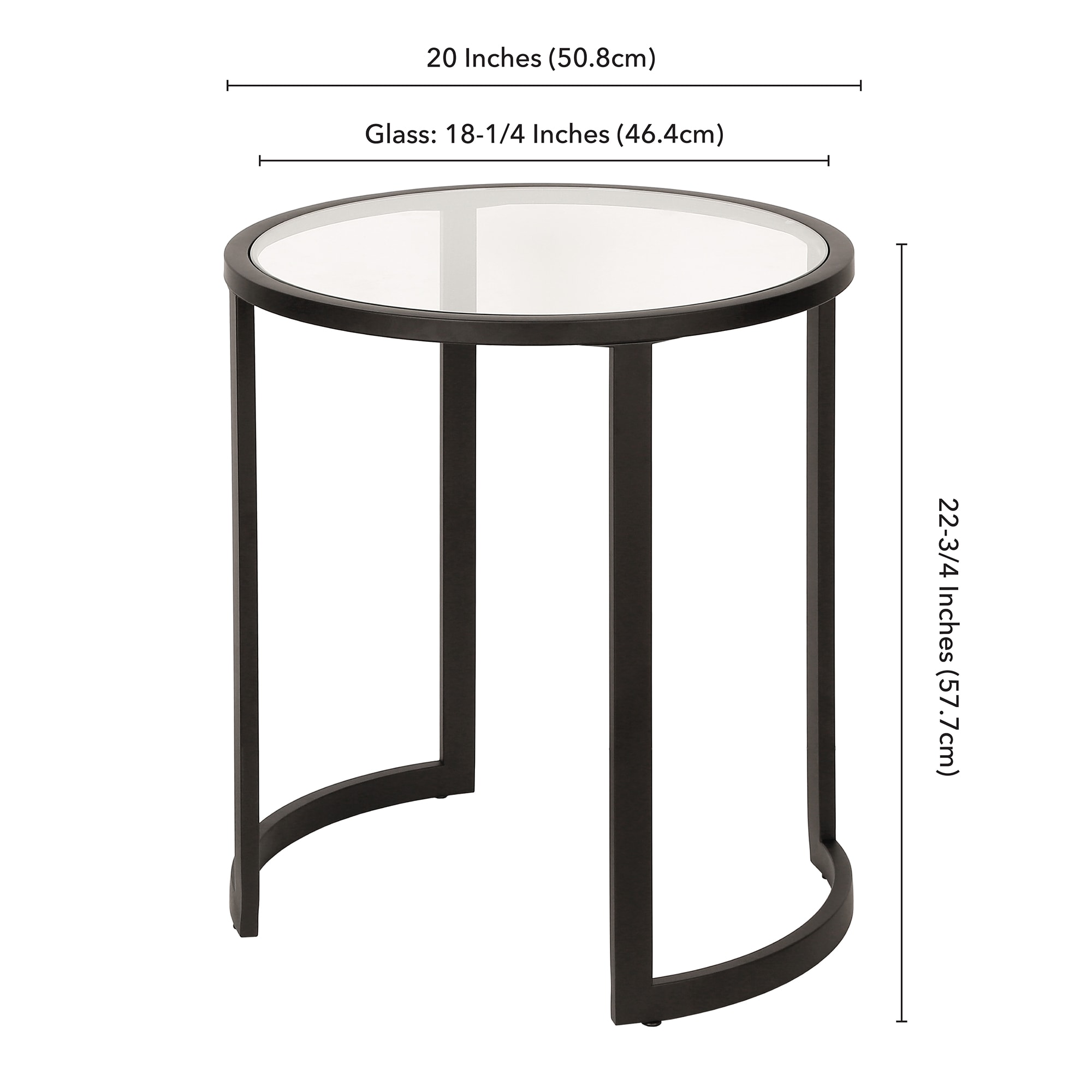 Blackened Bronze Round Metal and Glass Side Table