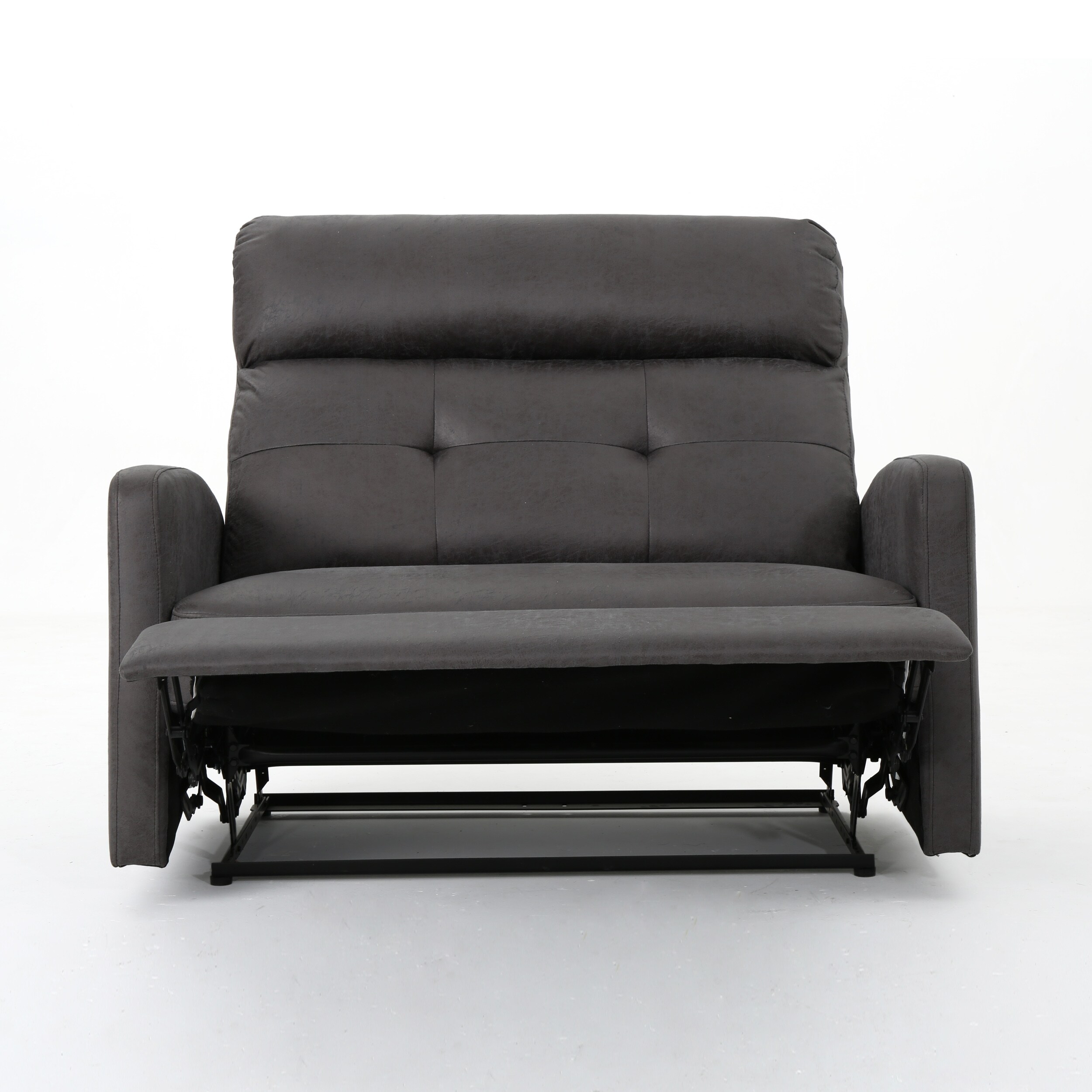 Slate Gray Microfiber 2-Seater Recliner with Wood Frame
