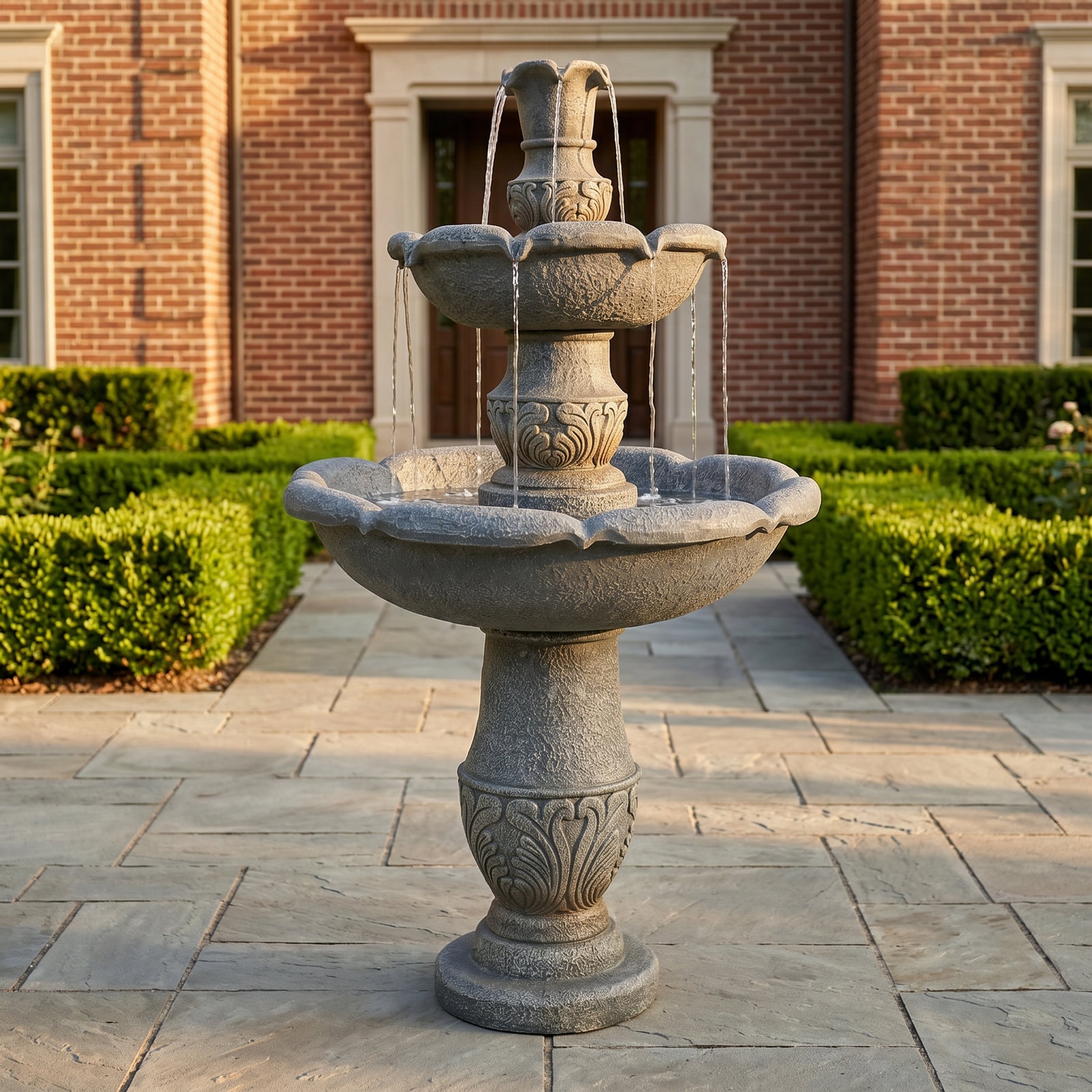 SunJet Outdoor Water Fountain Floor Tier Classical Fibre Reinforced Concrete Design for Home Garden Patio Yard Decor