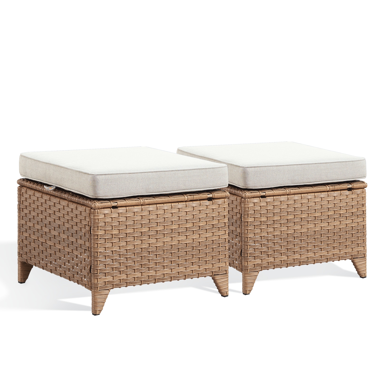 Rilyson FS105-2 Curved armrest 2 -Pack Yellow Wicker Ottoman